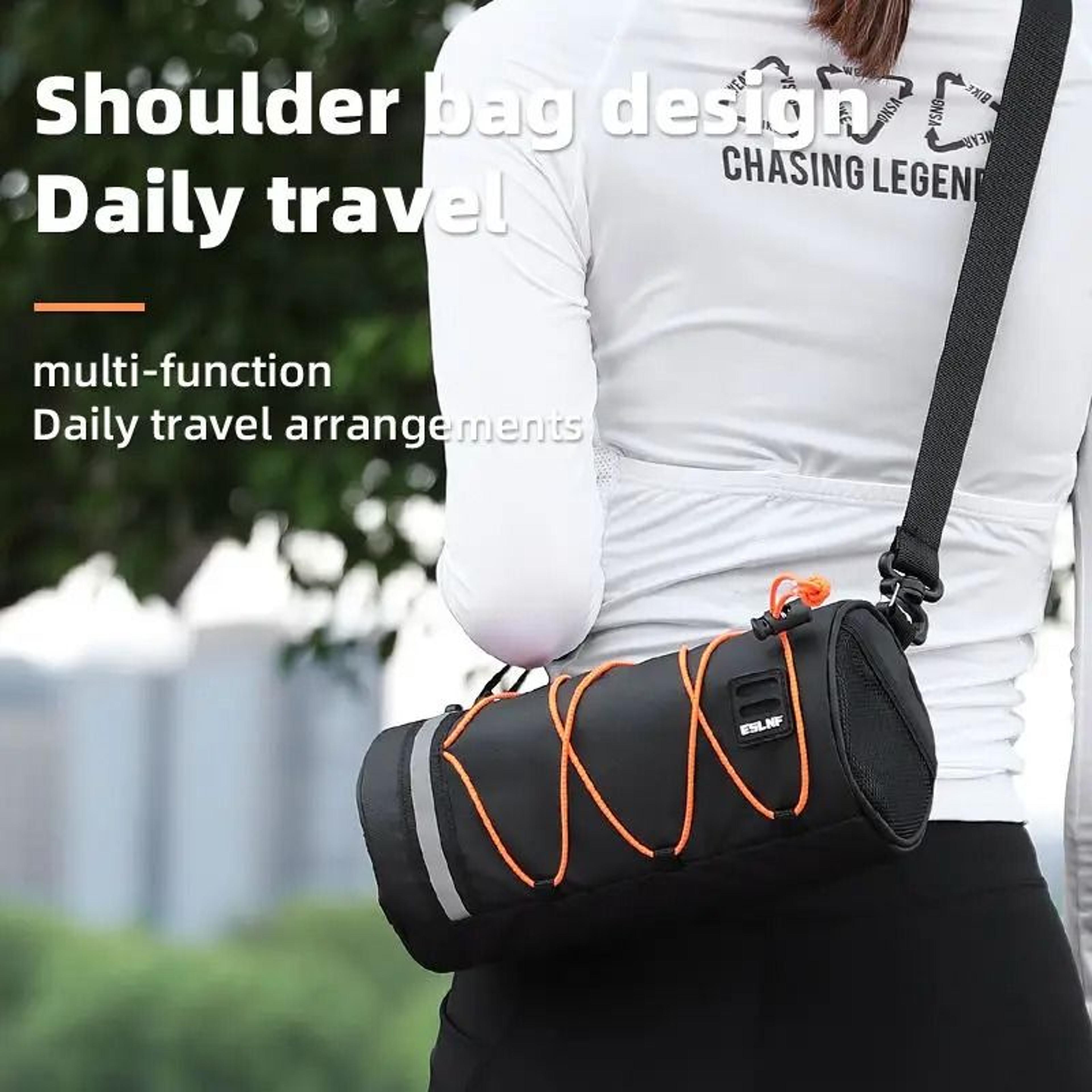 large capacity bicycle handlebar bag rainproof front tube storage with reflective trim