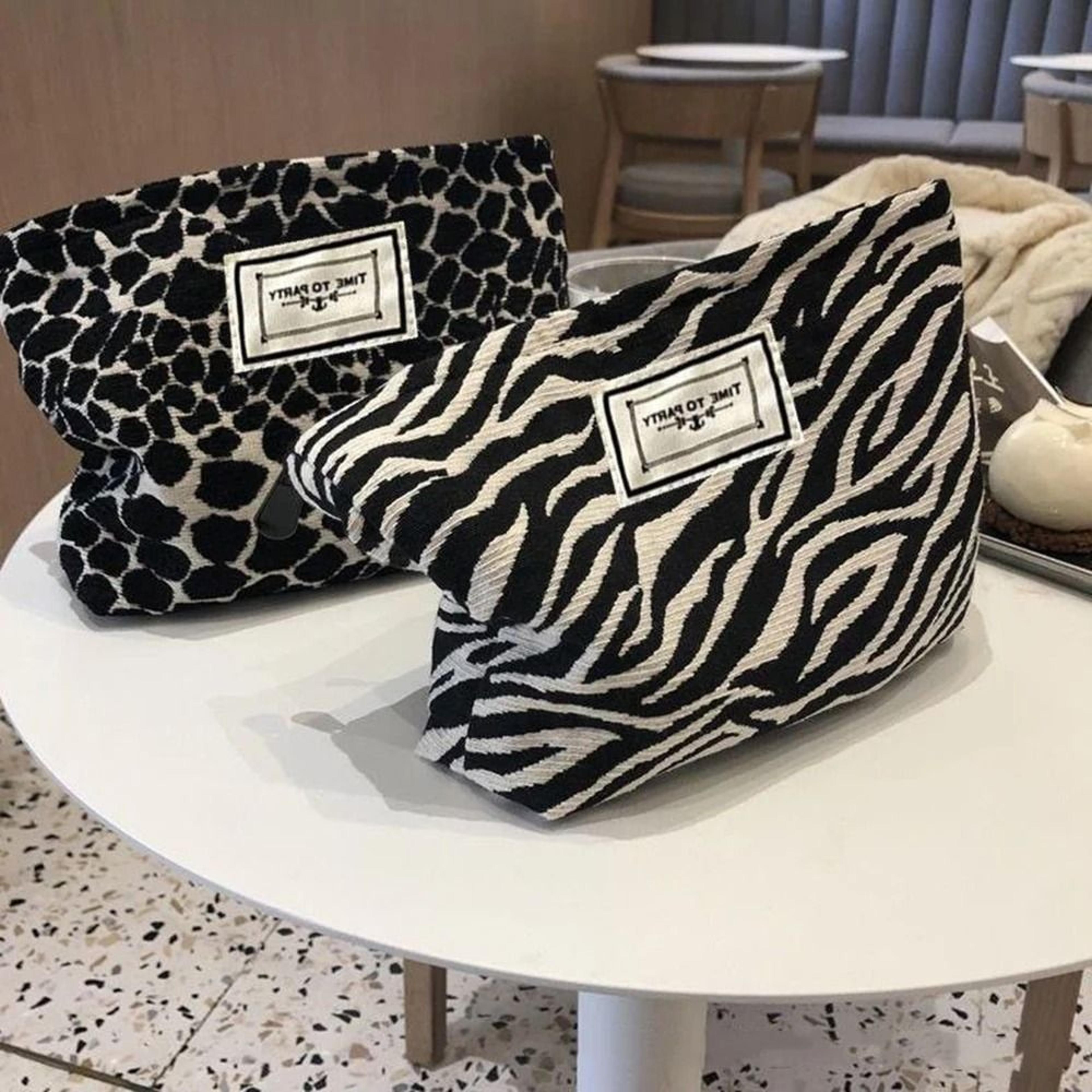 zebra print makeup bag large capacity cosmetic and toiletry storage pouch