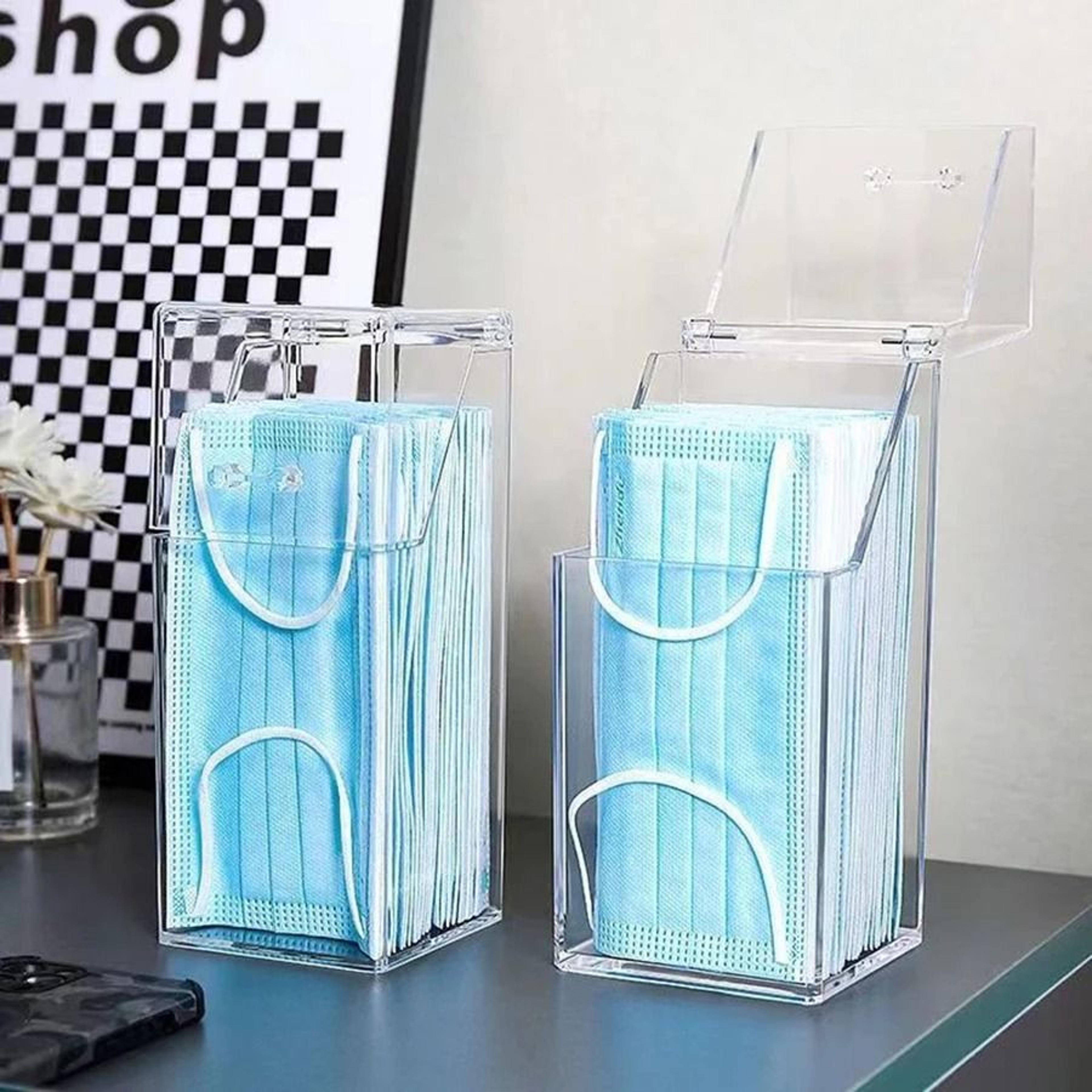 acrylic face mask dispenser box tabletop disposable mask holder with cover