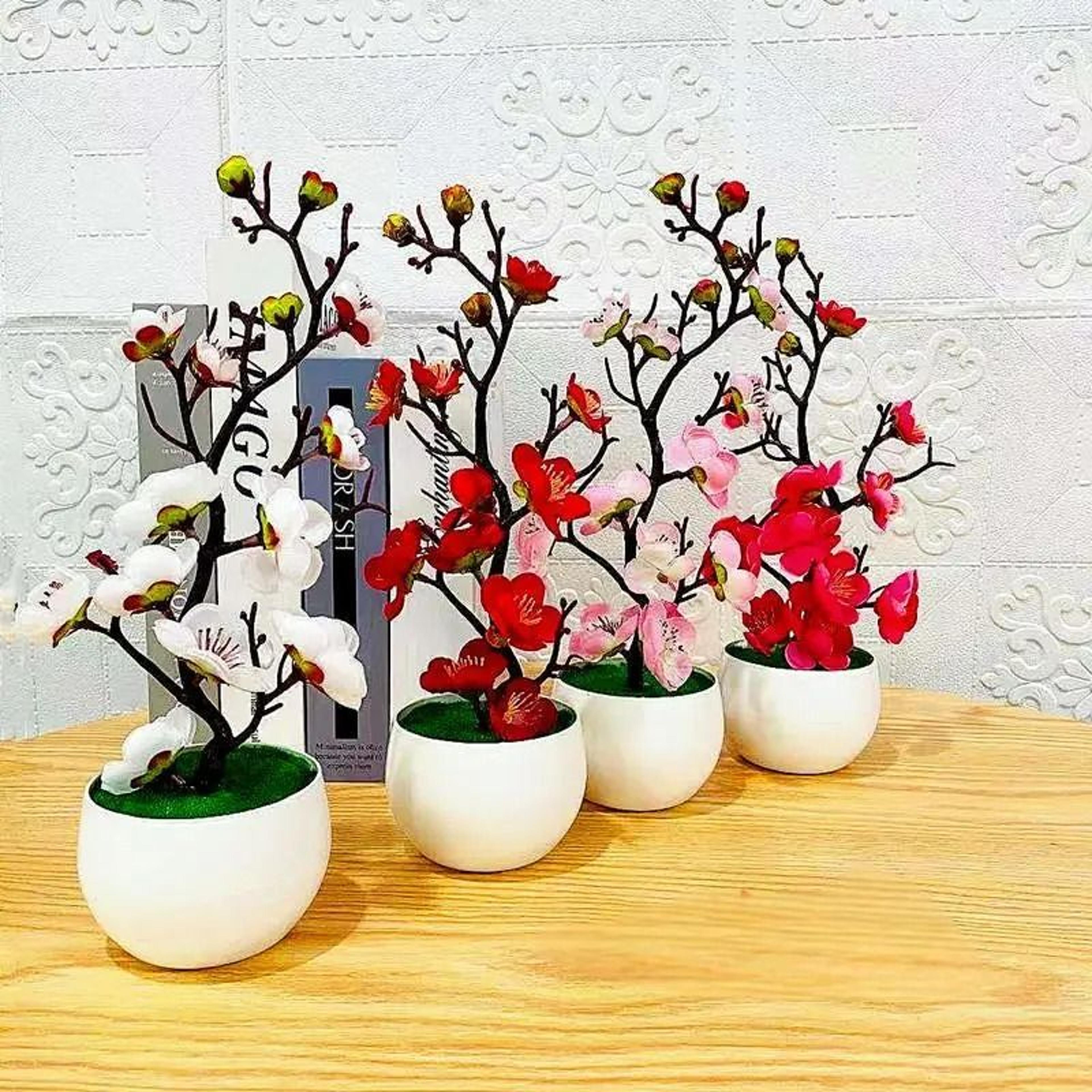 artificial plum blossom potted plant desktop flower decor for home and office