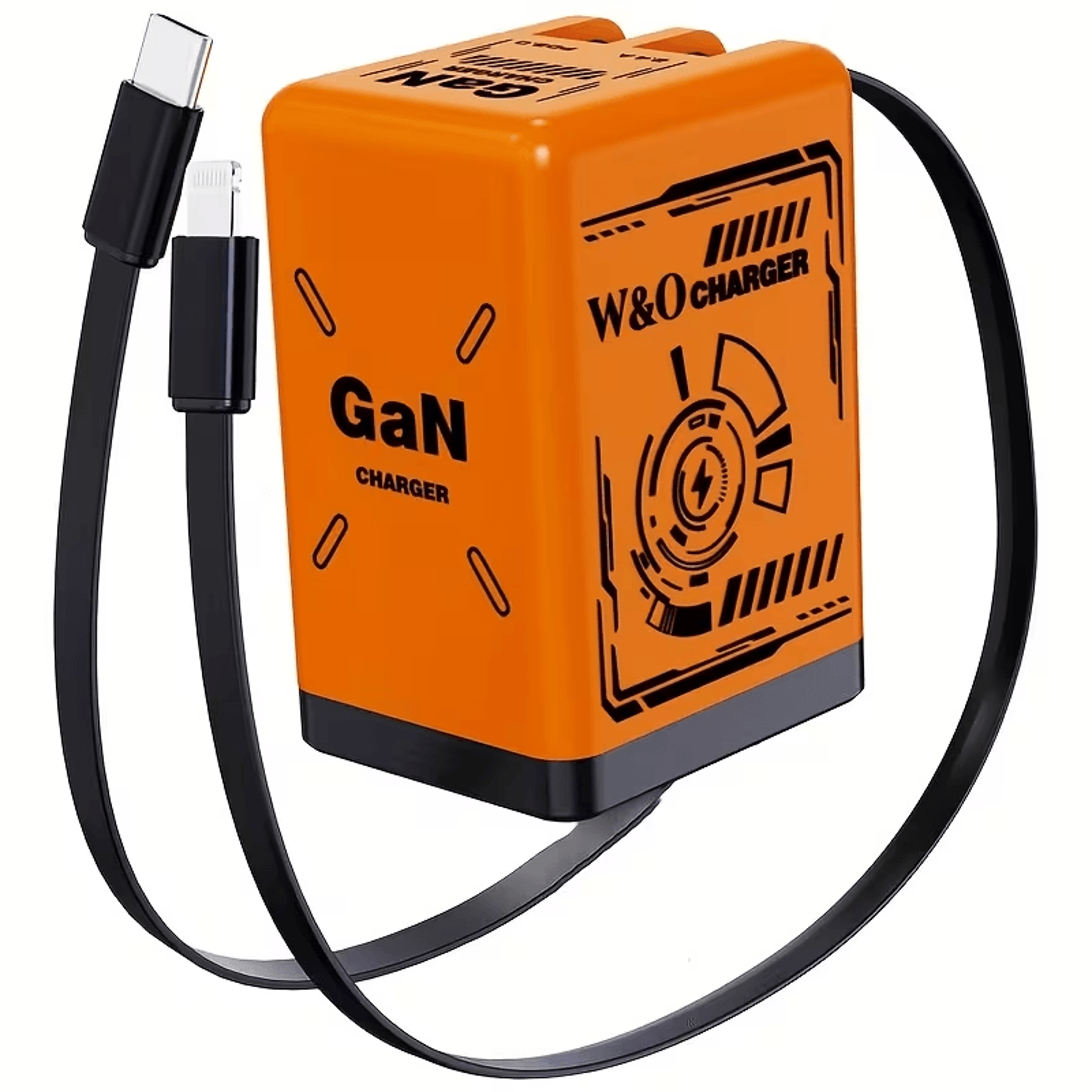 2 in 1 gan 120w fast charger with retractable cables | compact & efficient charging
