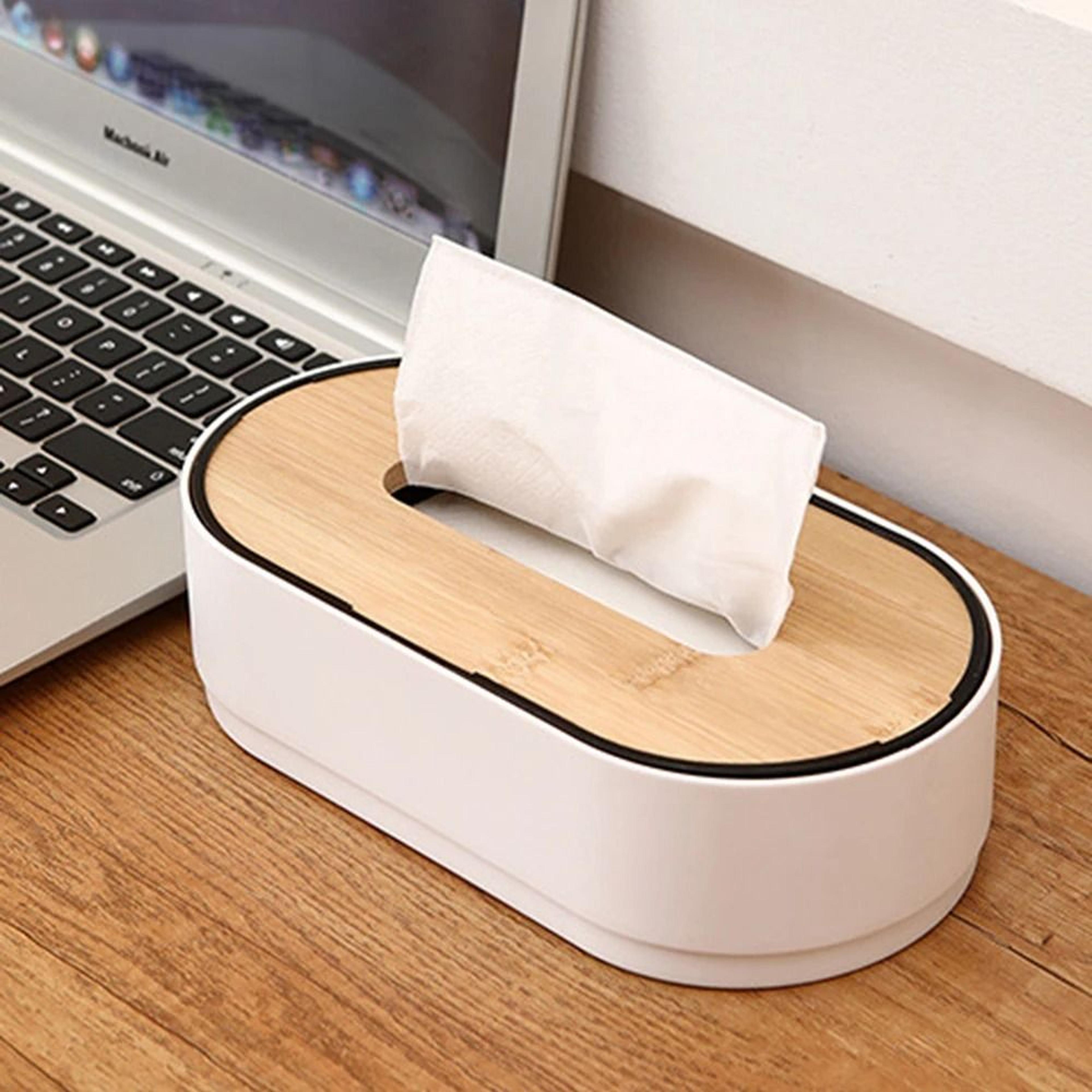 bamboo tissue box cover wooden tissue organizer case for table and home decor