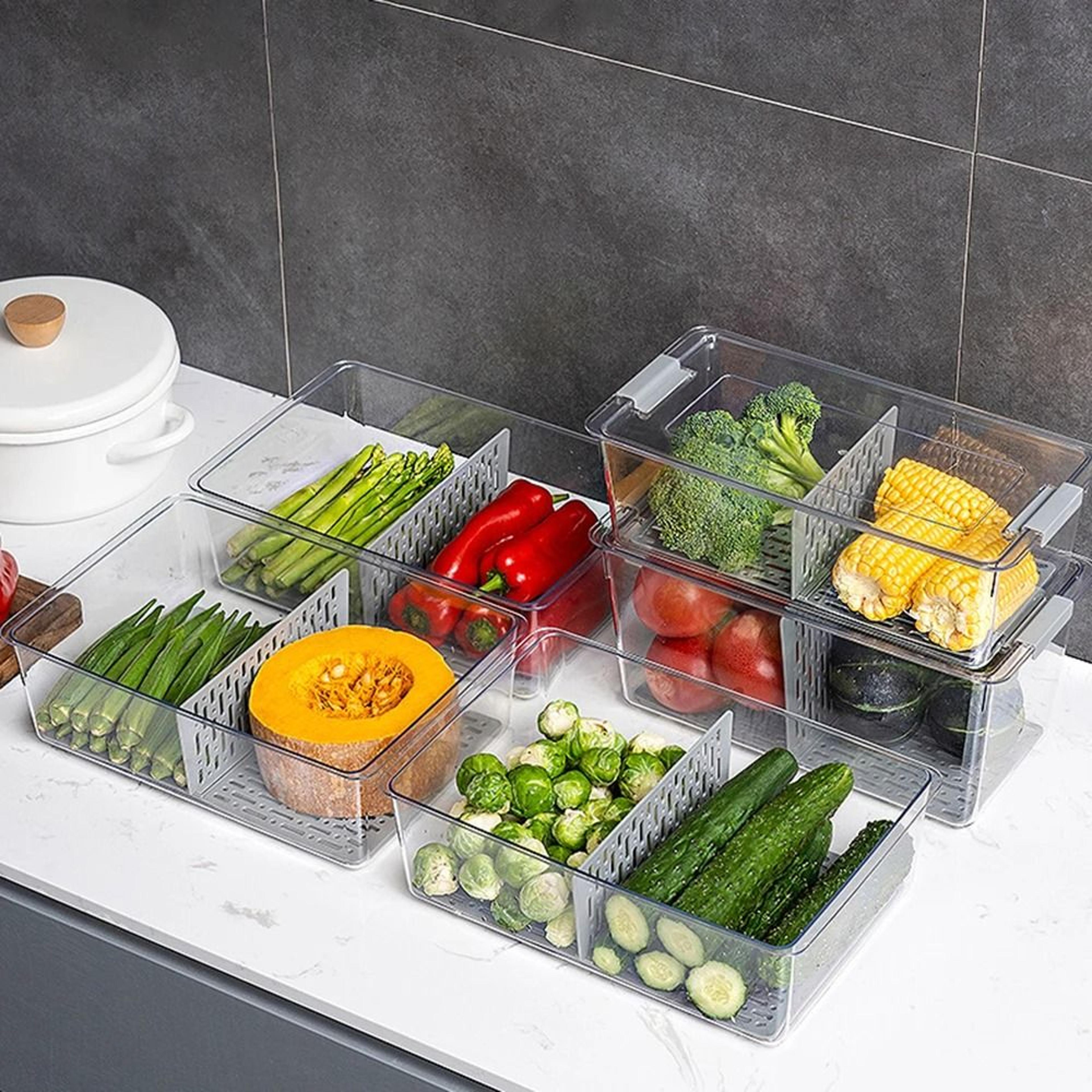 stackable fridge organizer bins with lids clear food storage containers for fruit pantry and freezer