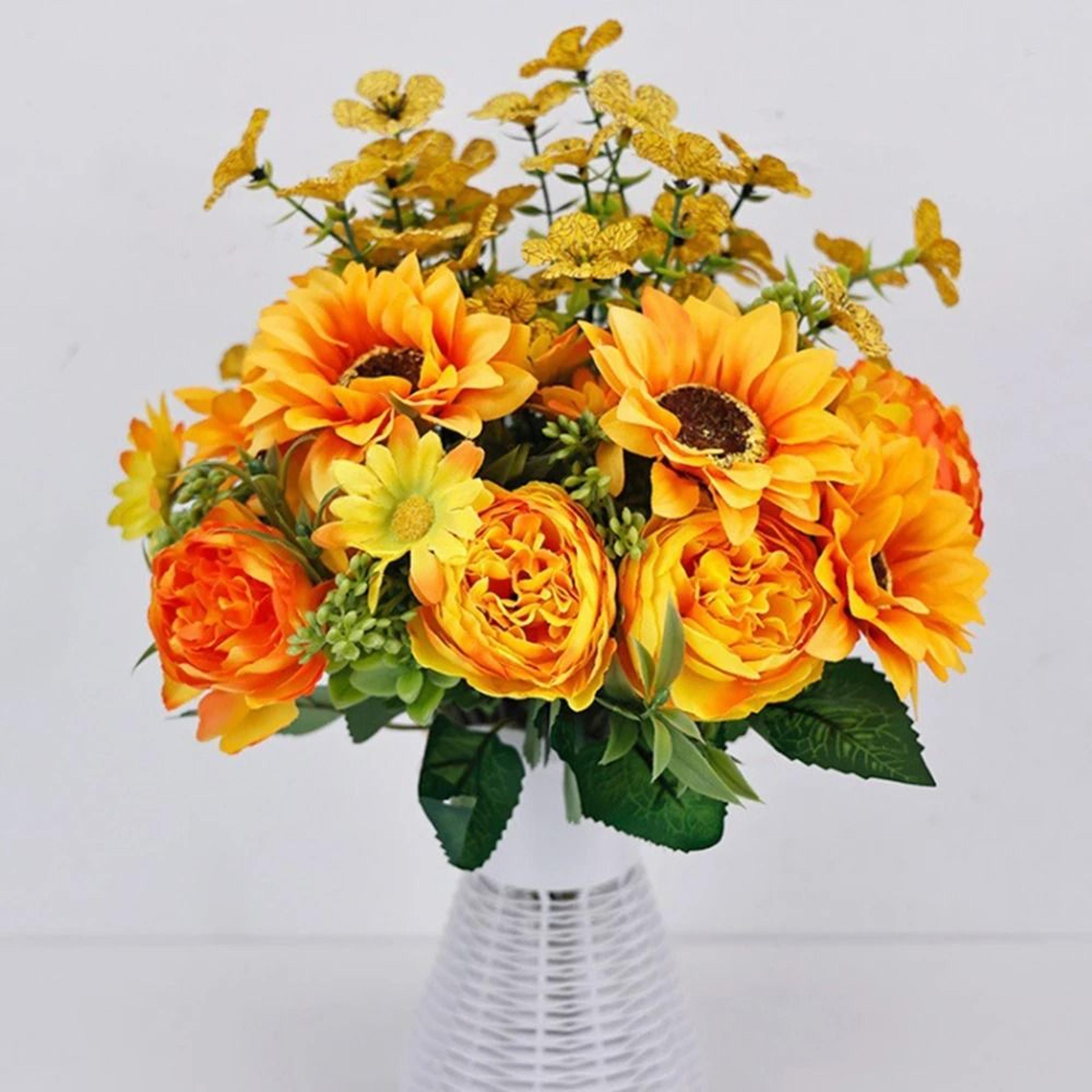 autumn artificial sunflower bouquet simulated fake flowers for wedding and home decor