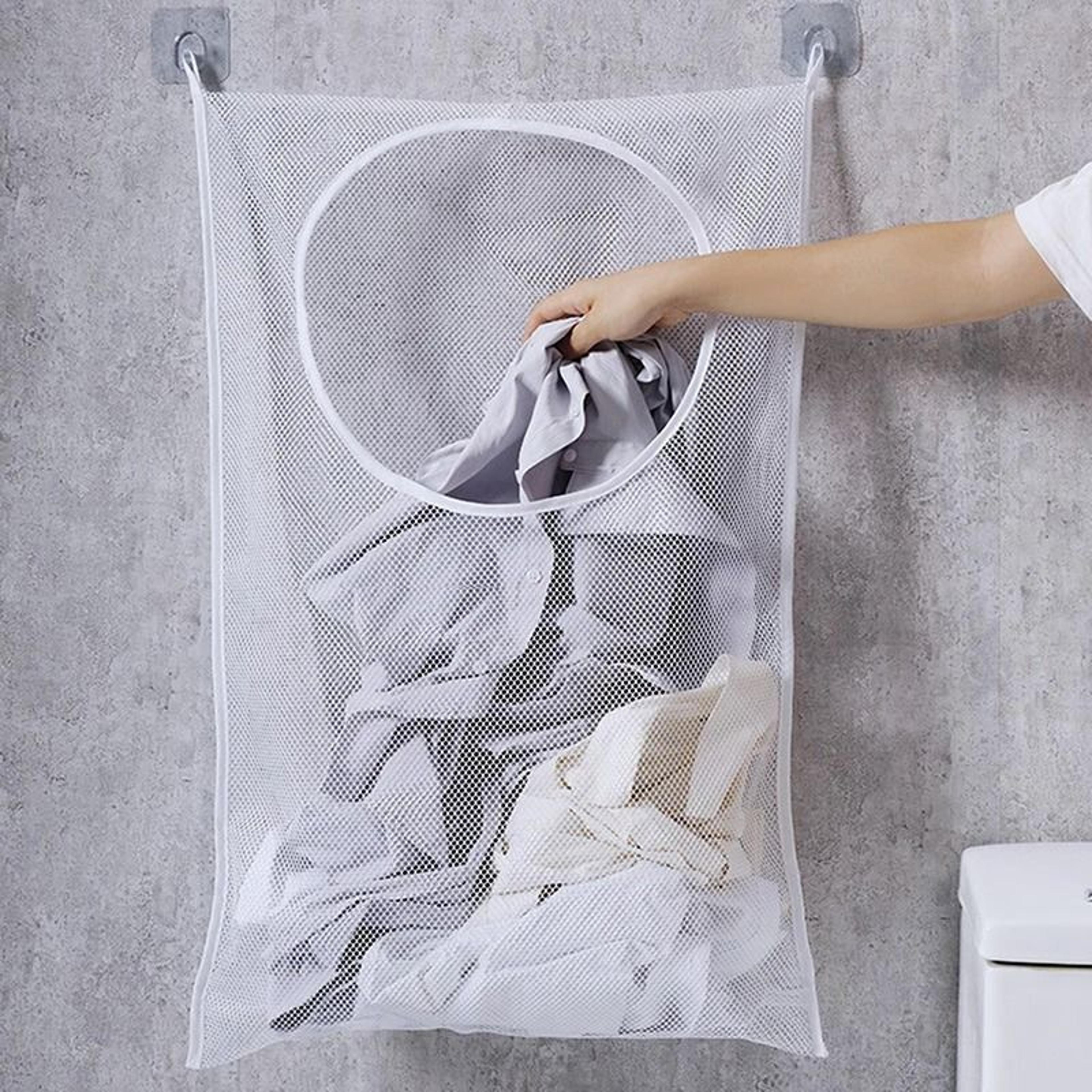 hanging laundry hamper bag with bottom zipper large mesh dirty clothes organizer for bathroom dorm and closet