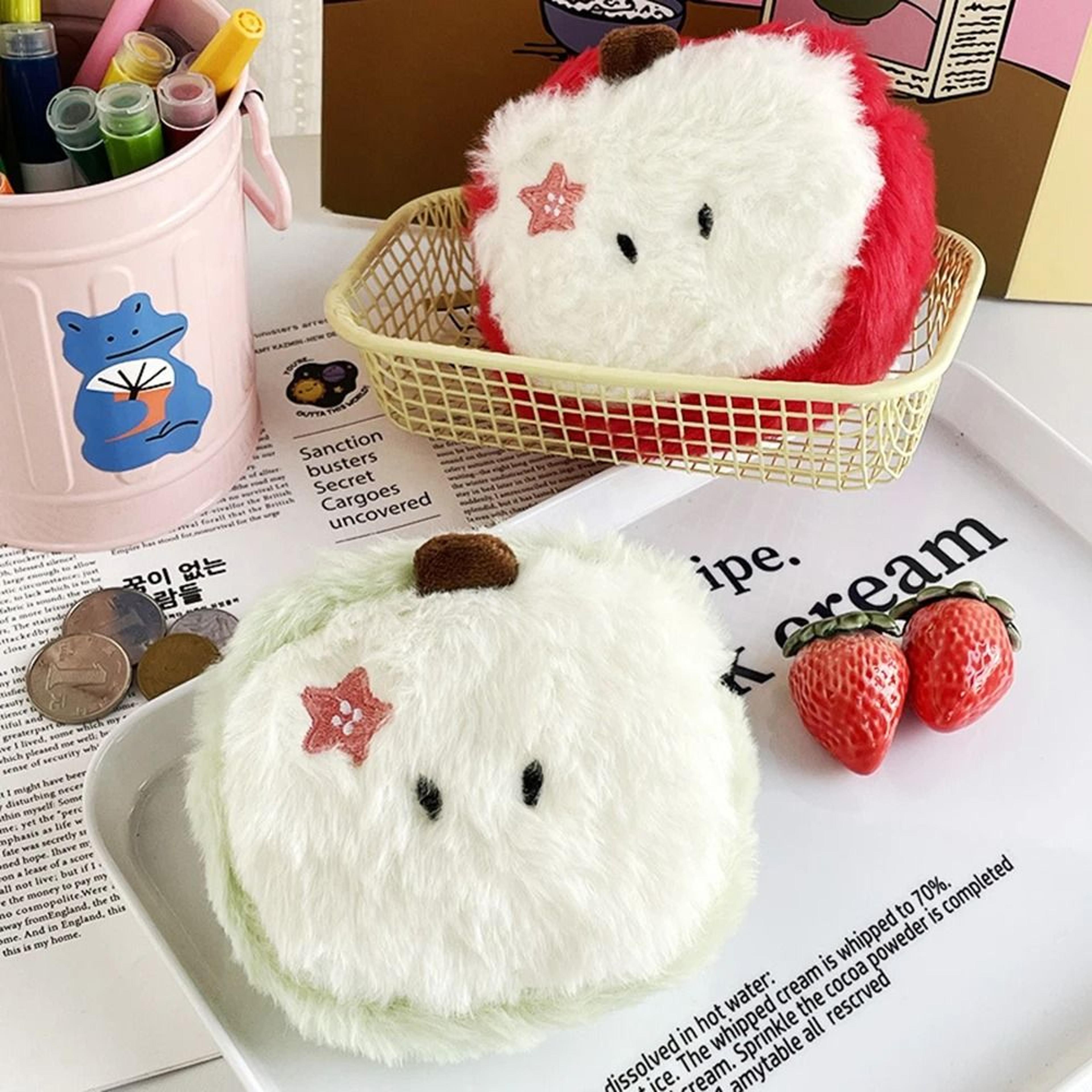 plush heart fruit coin purse mini change and earphone storage pouch cute travel organizer