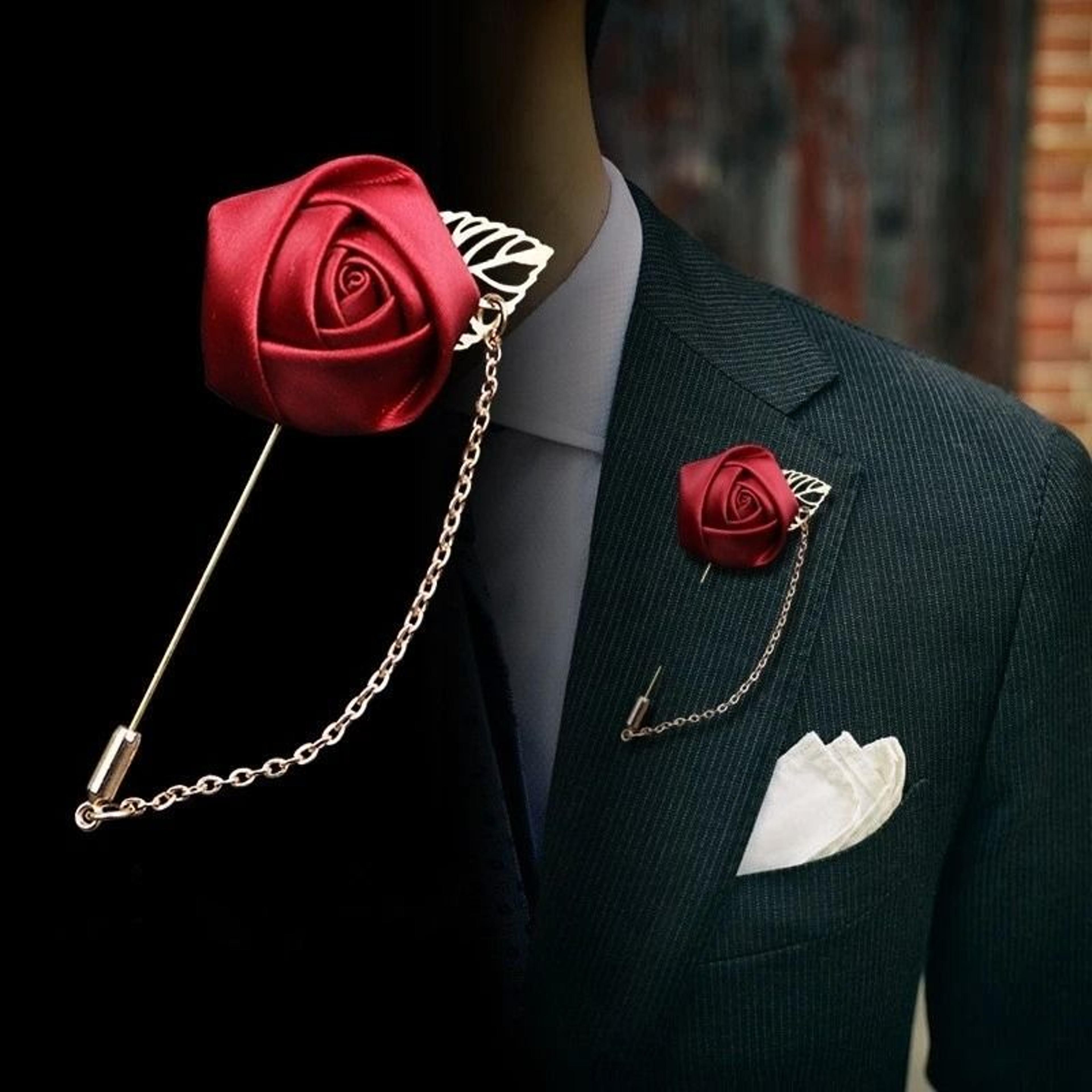 handmade canvas rose flower brooch pin
