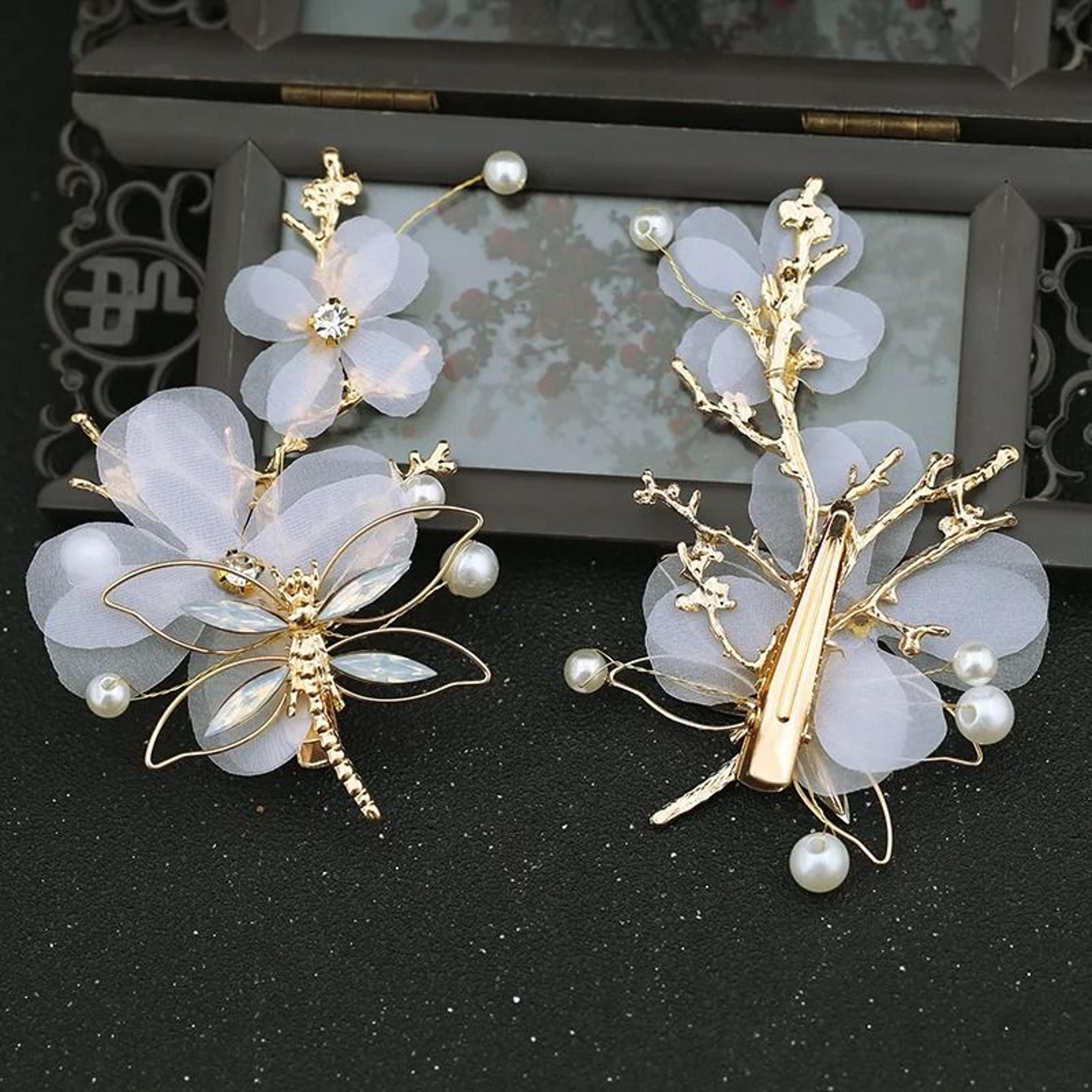 classic crystal pearl floral bridal hair comb