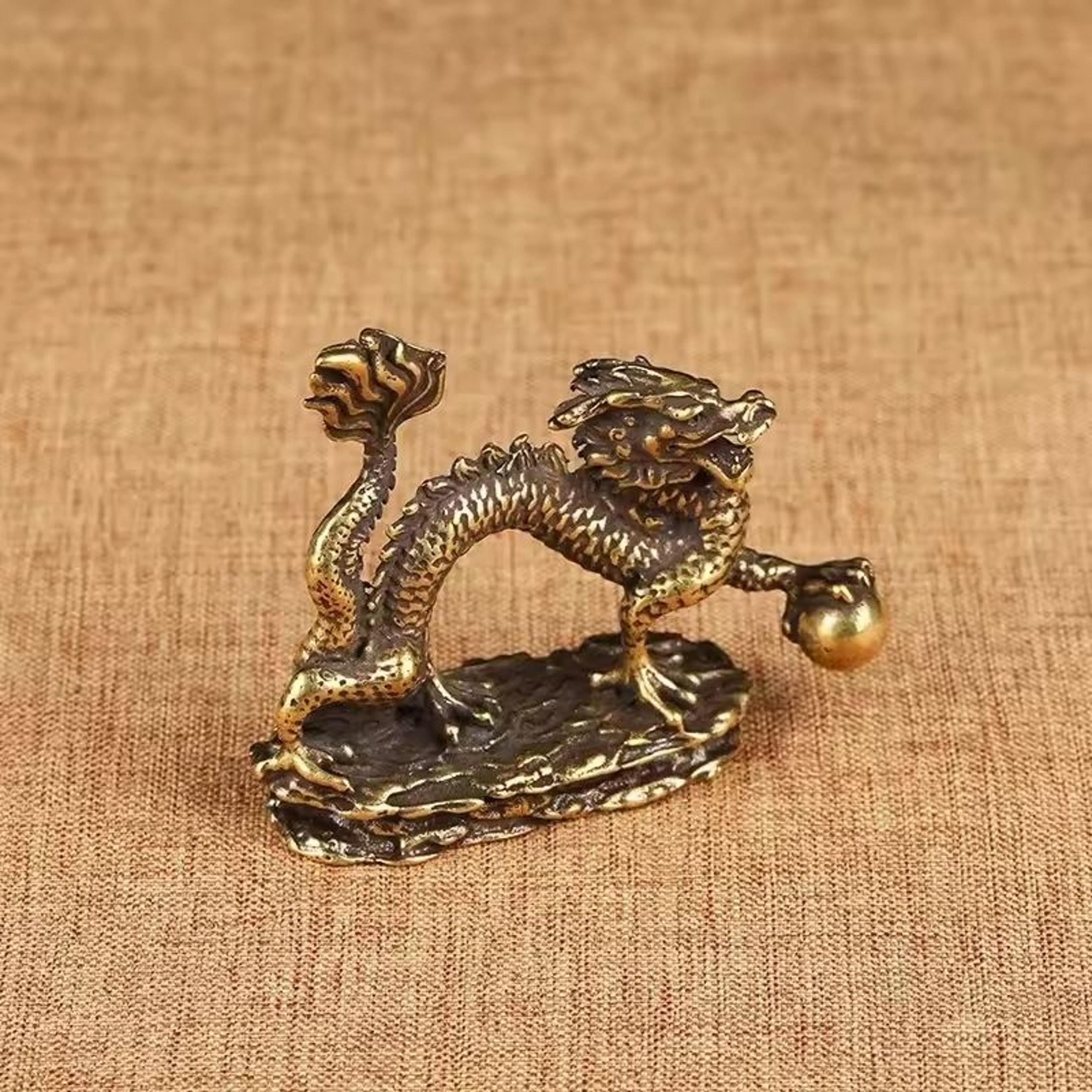 antique copper tiger king catching deer statue