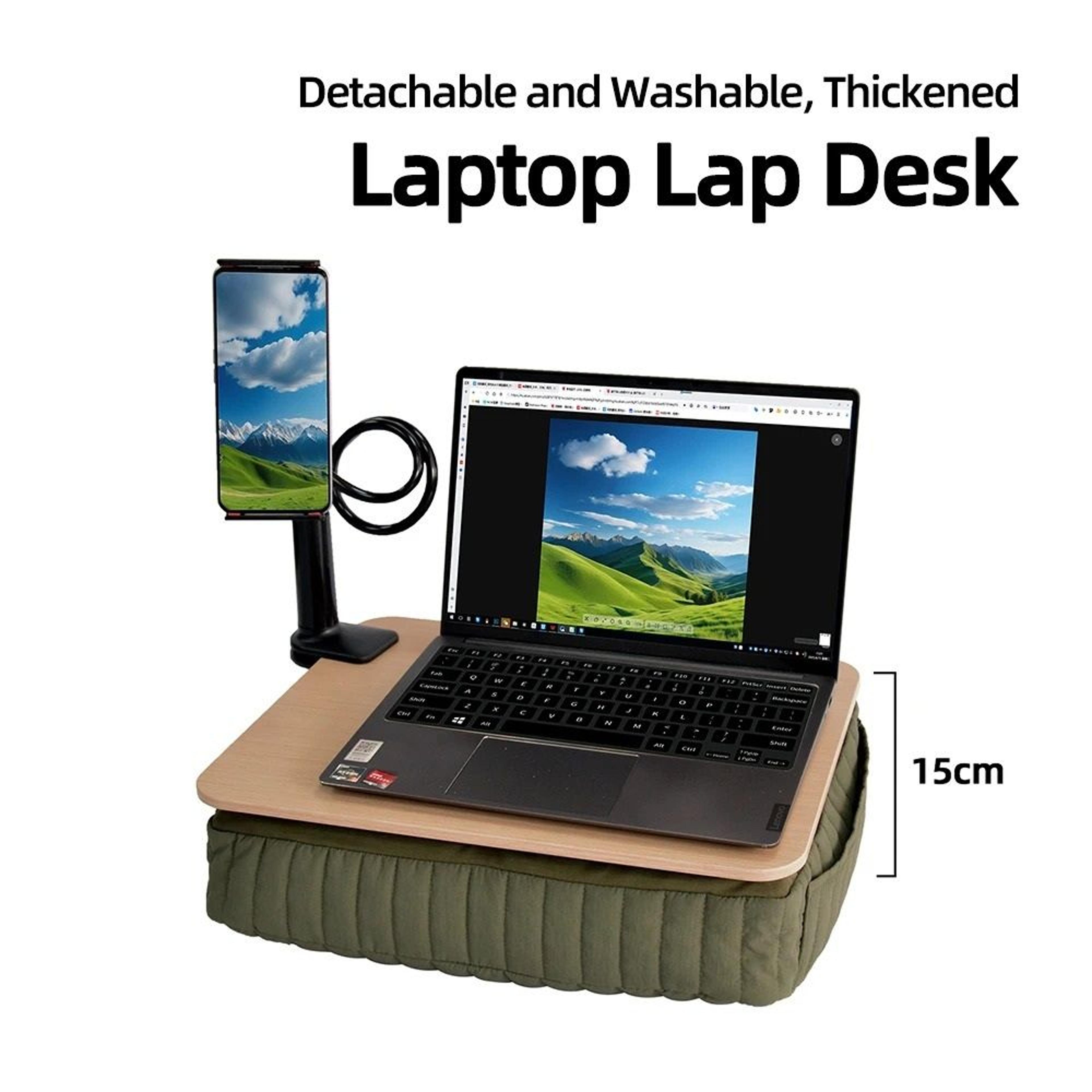 portable cushioned laptop desk with detachable soft base