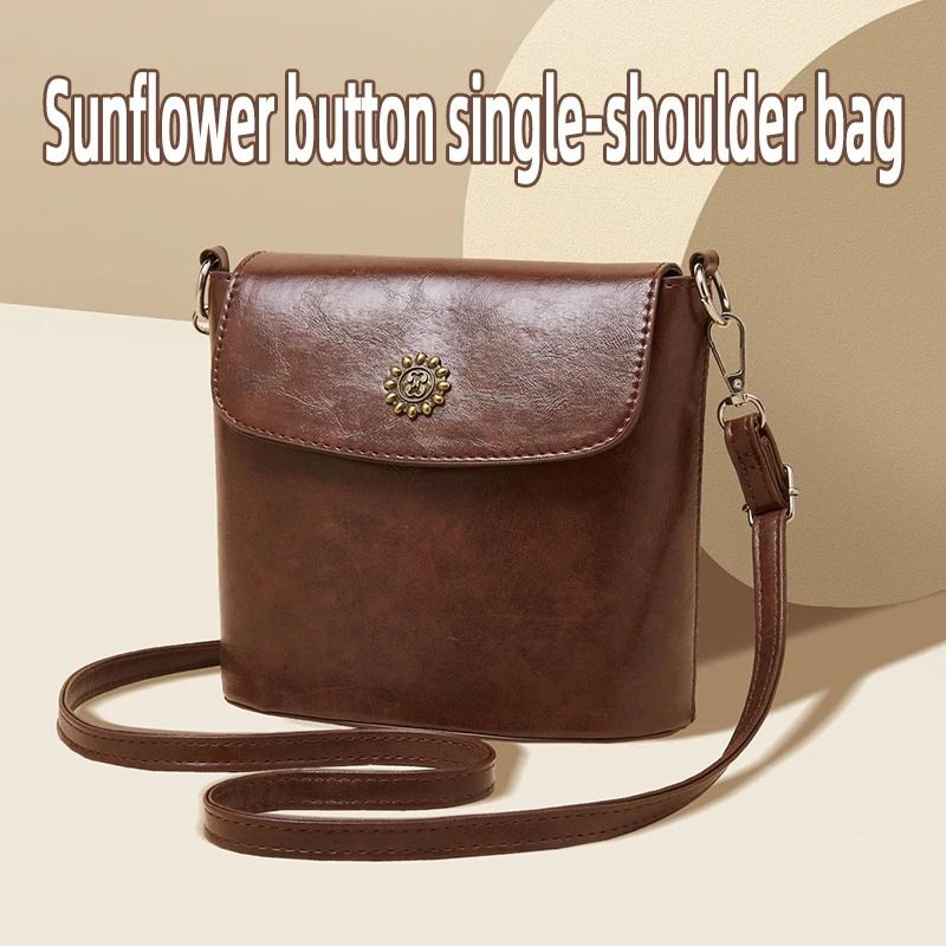 retro sunflower button bucket bag and versatile commuting bag