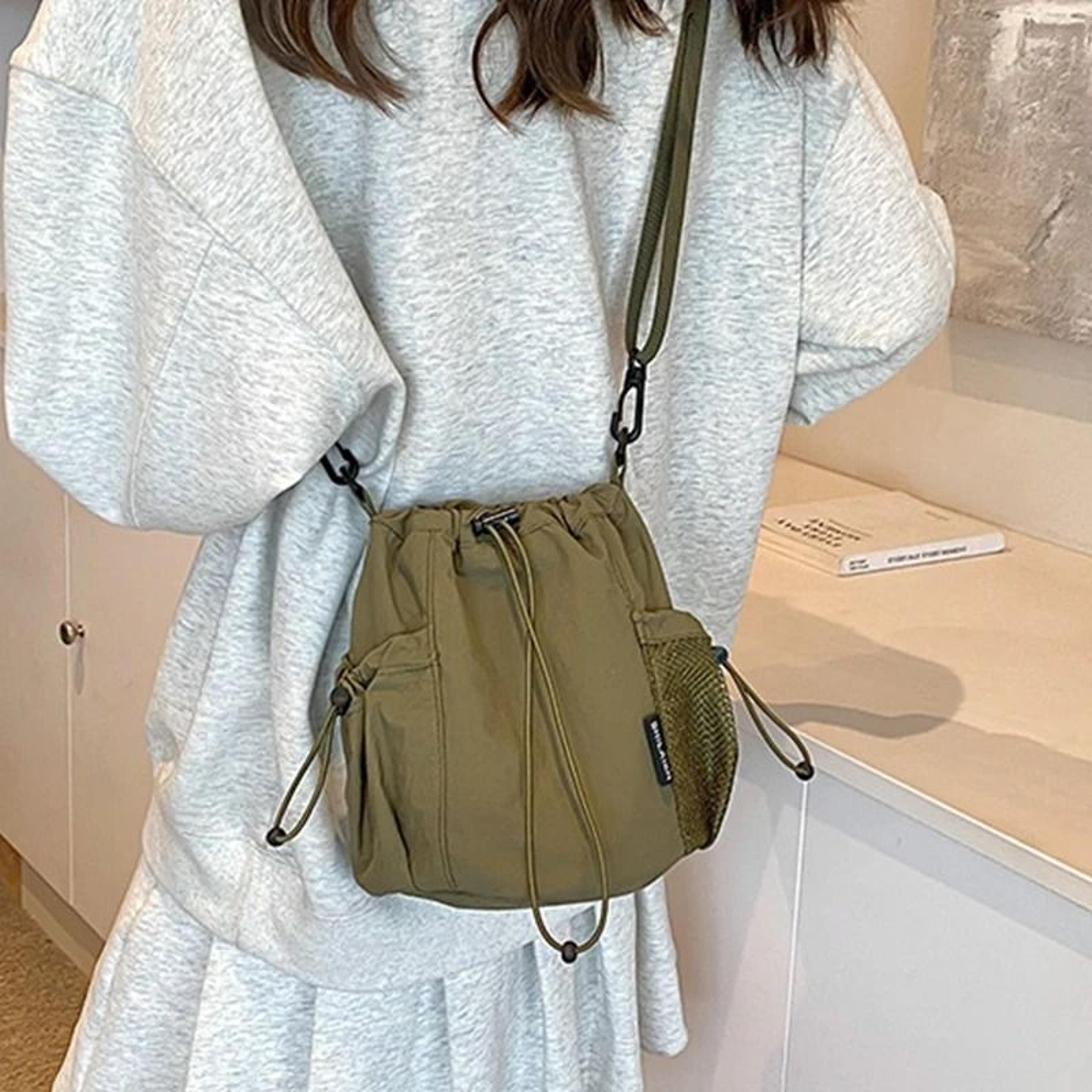 simple and lightweight nylon drawstring crossbody bag