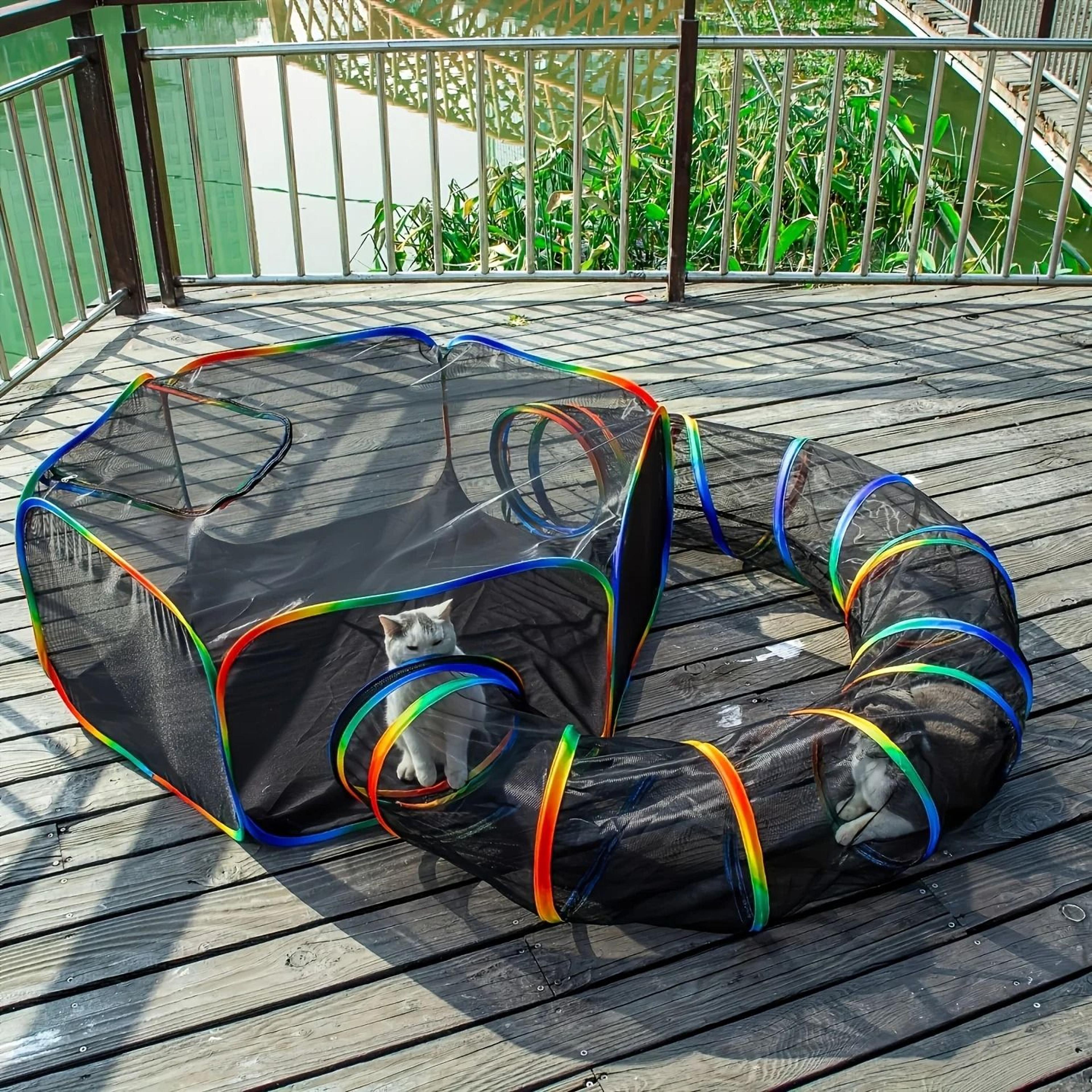 portable outdoor cat enclosure and tunnel playground