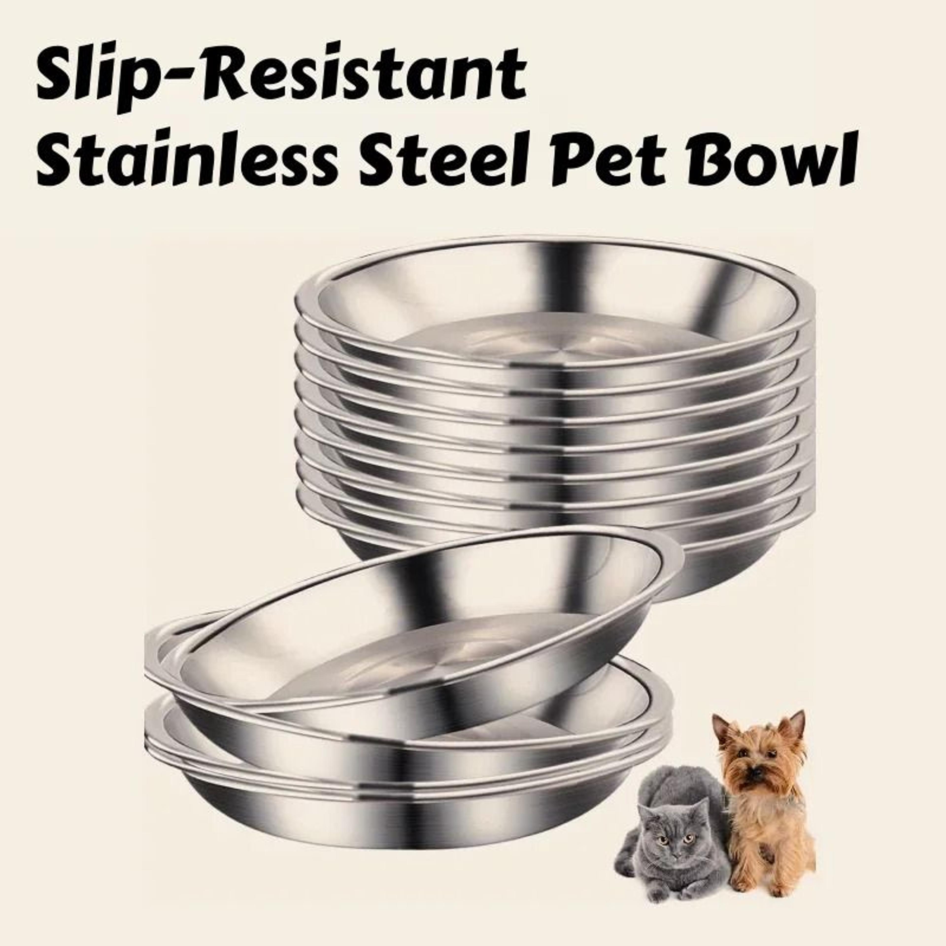 professional stainless steel slip-resistant cat bowl set