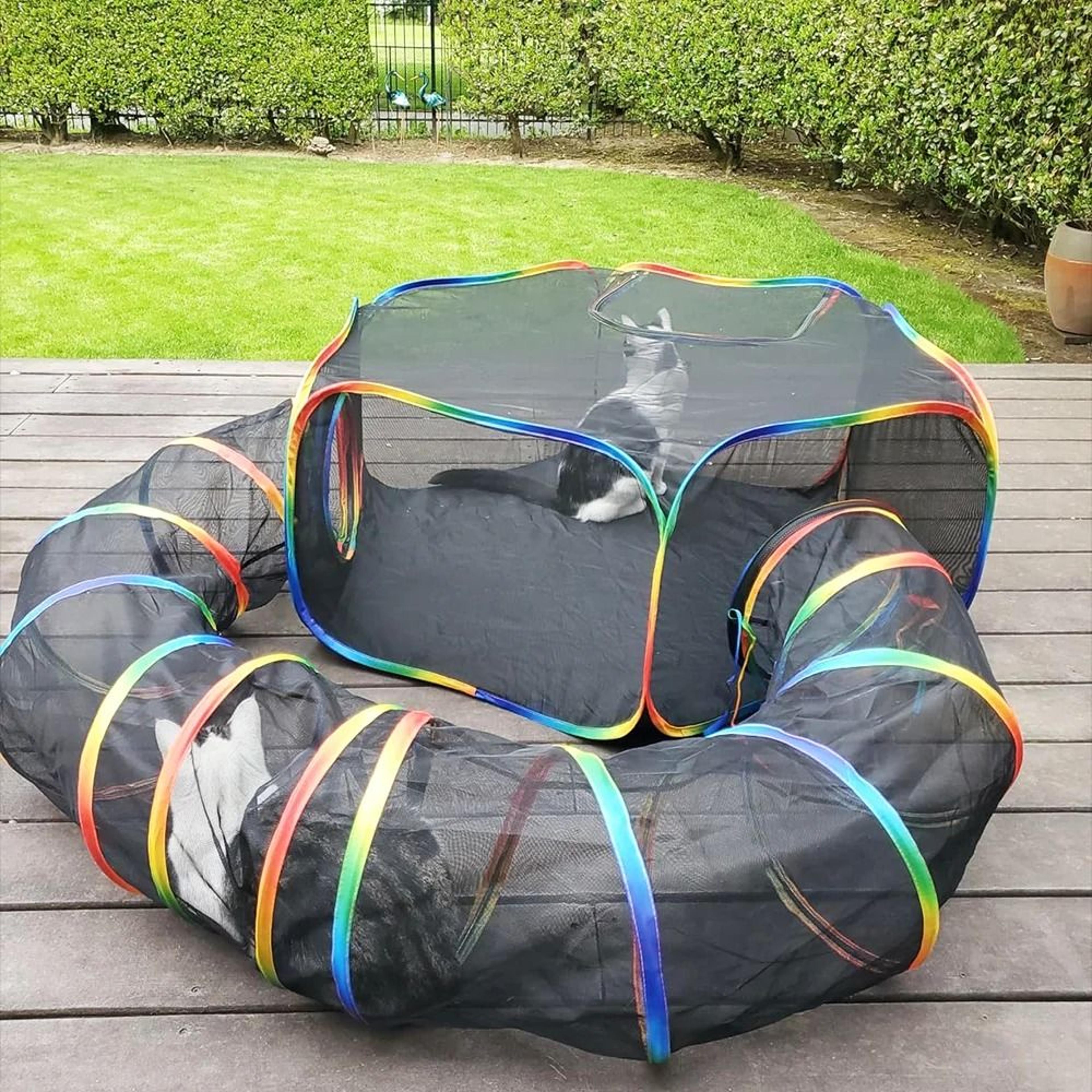 outdoor cat playground and portable tunnel set