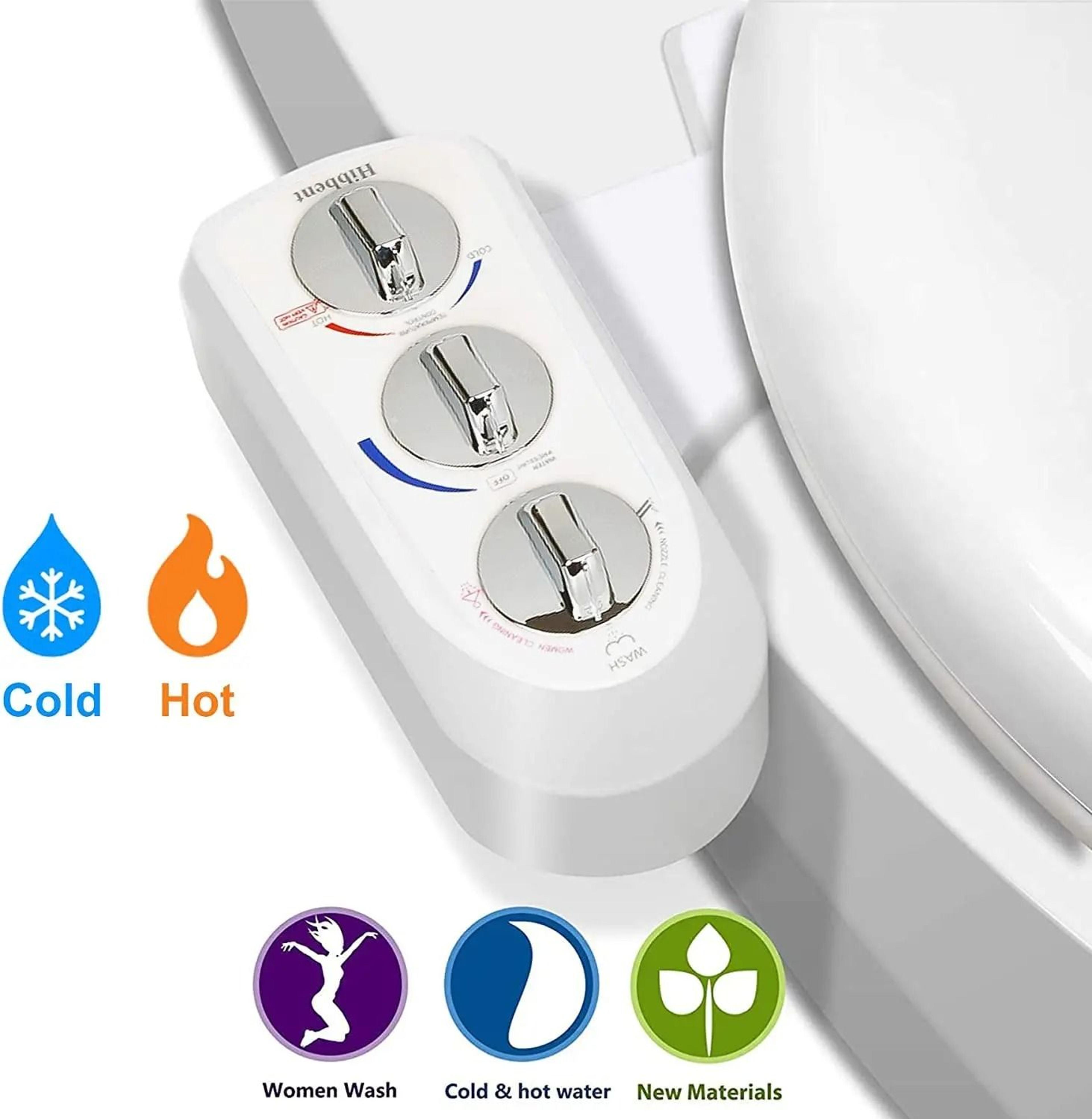 mechanical bidet toilet attachment with hot and cold water