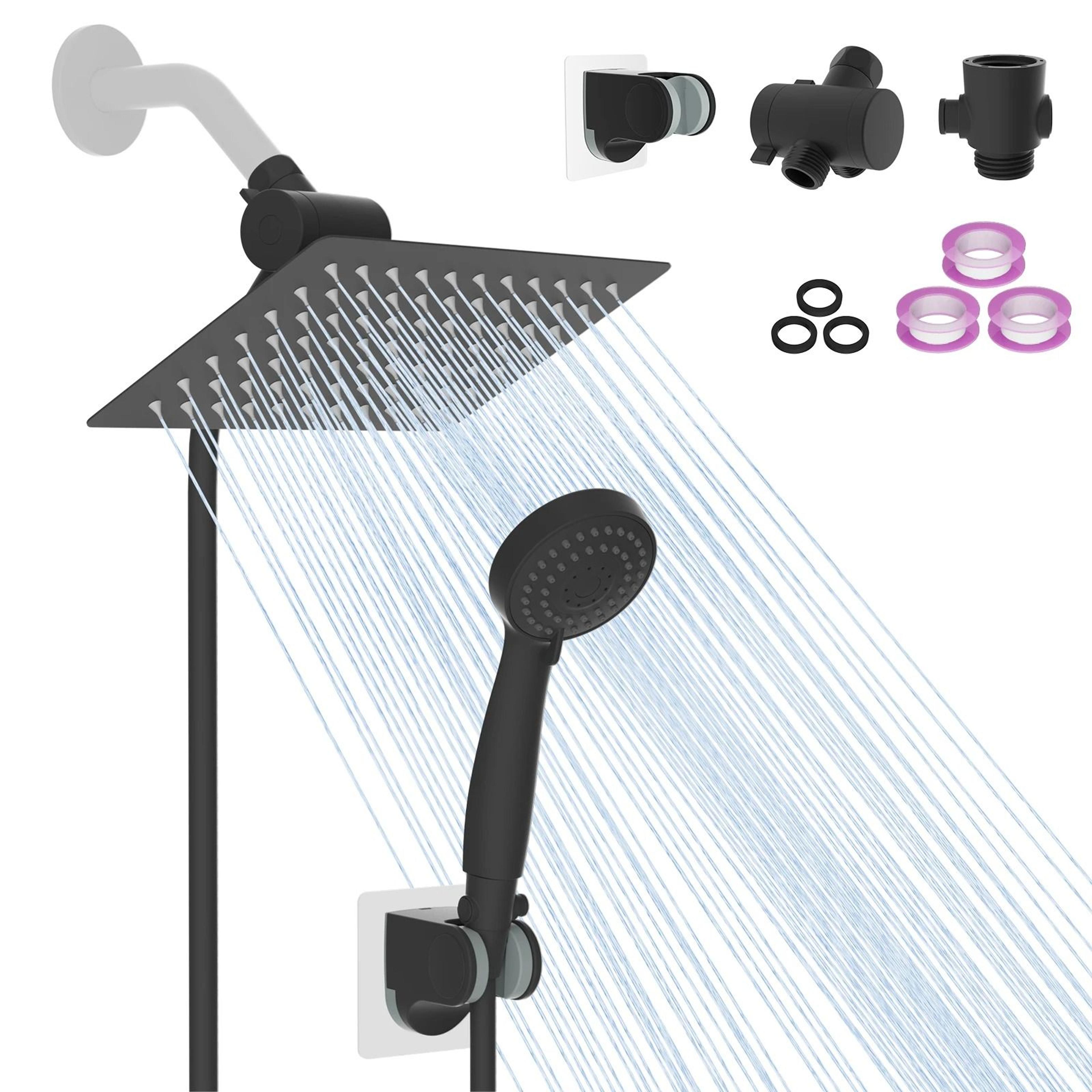 10 in metal rainfall shower head with handheld spray combo