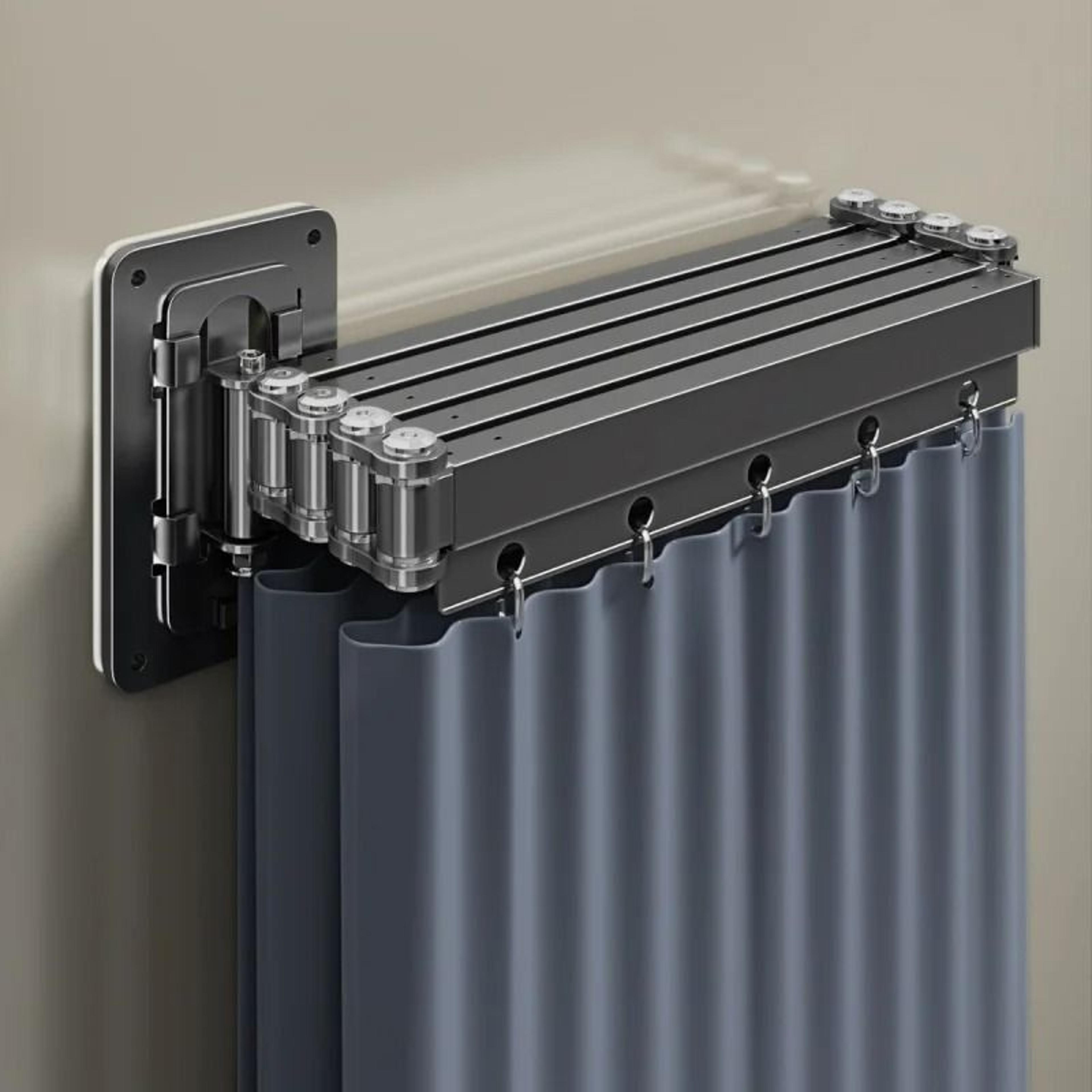 invisible folding shower partition and waterproof curtain set