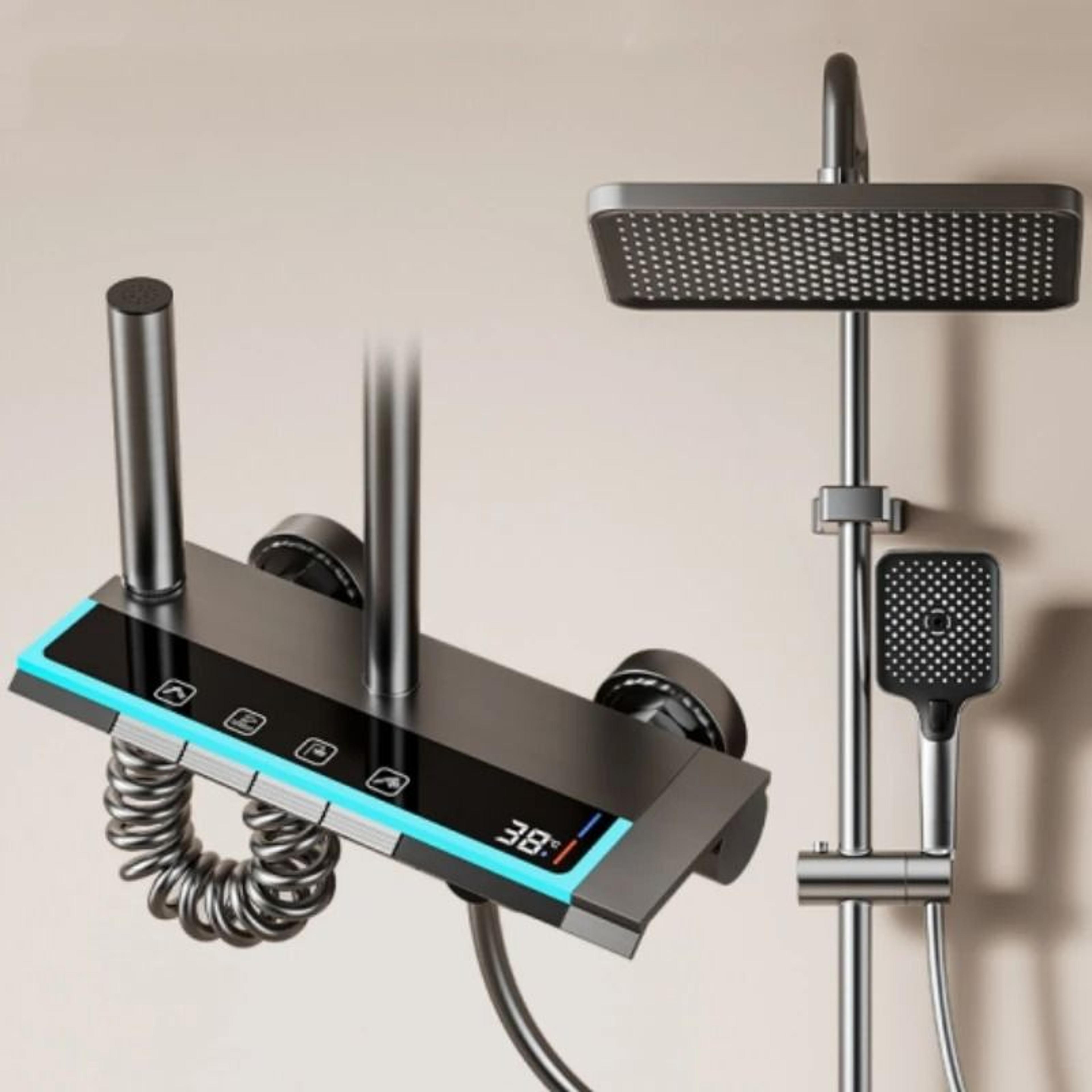 luxury 4 function digital display shower system with rainfall head