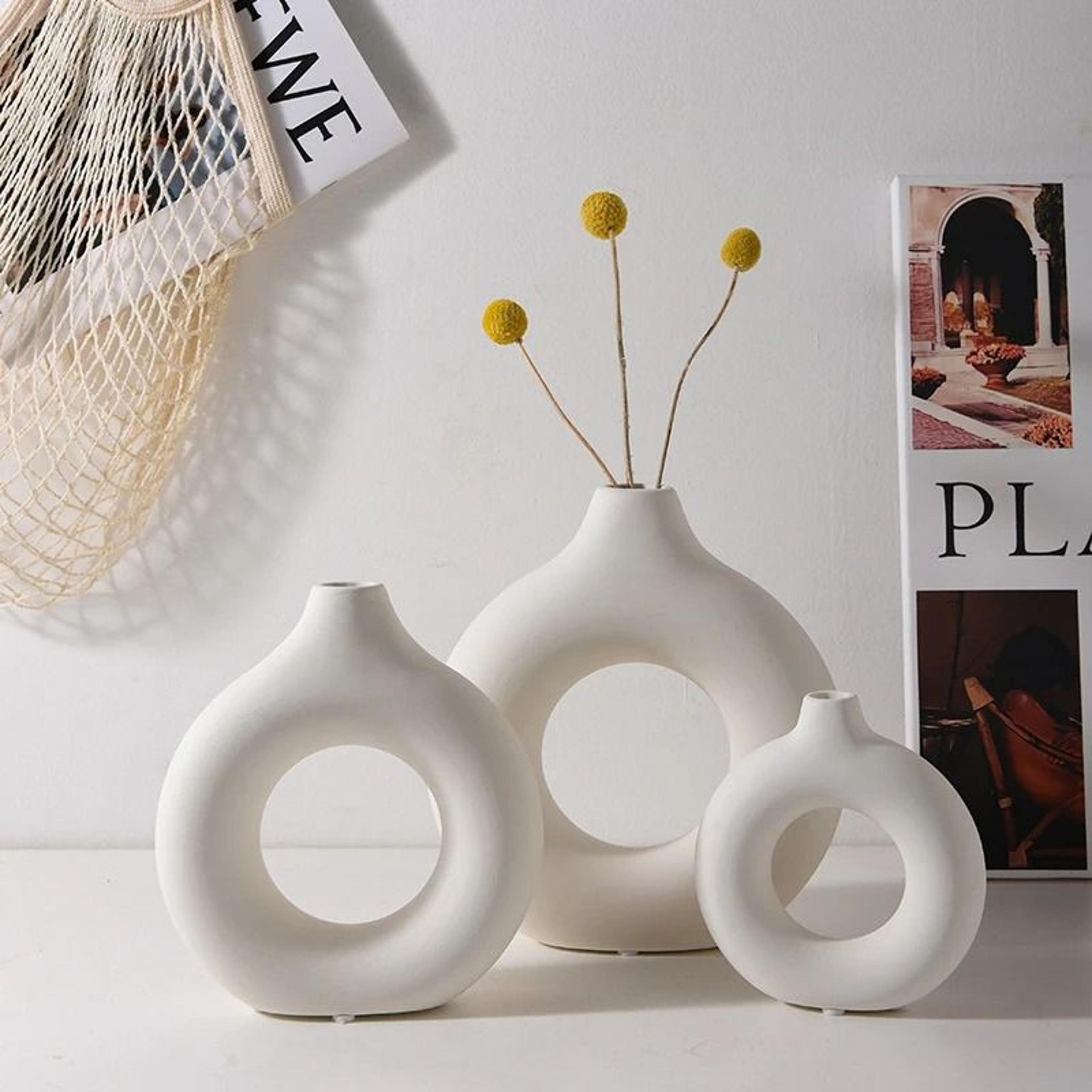 nordic minimalist donut vase for modern home decor