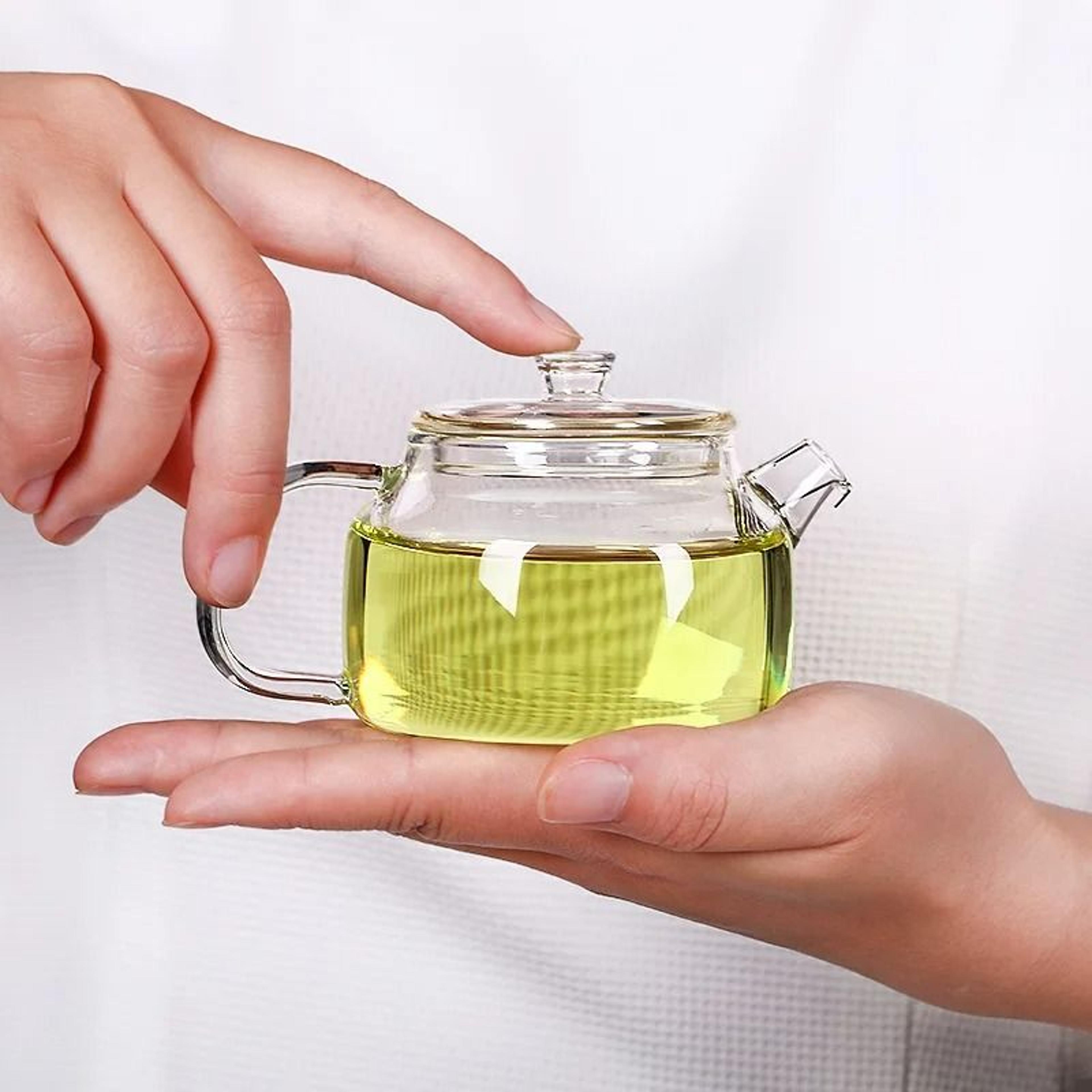 small capacity transparent glass teapot with filter