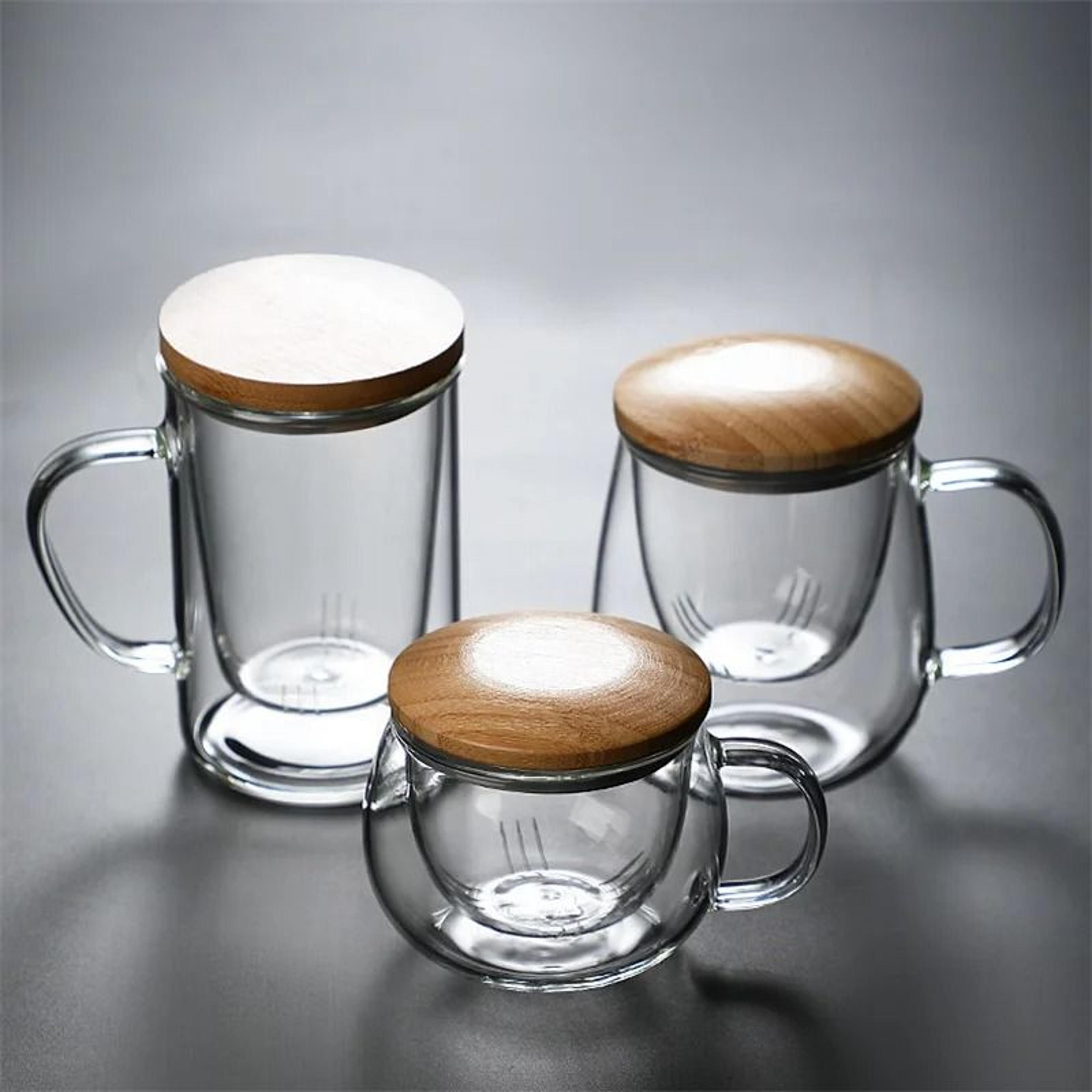 creative glass tea infuser cup with bamboo lid