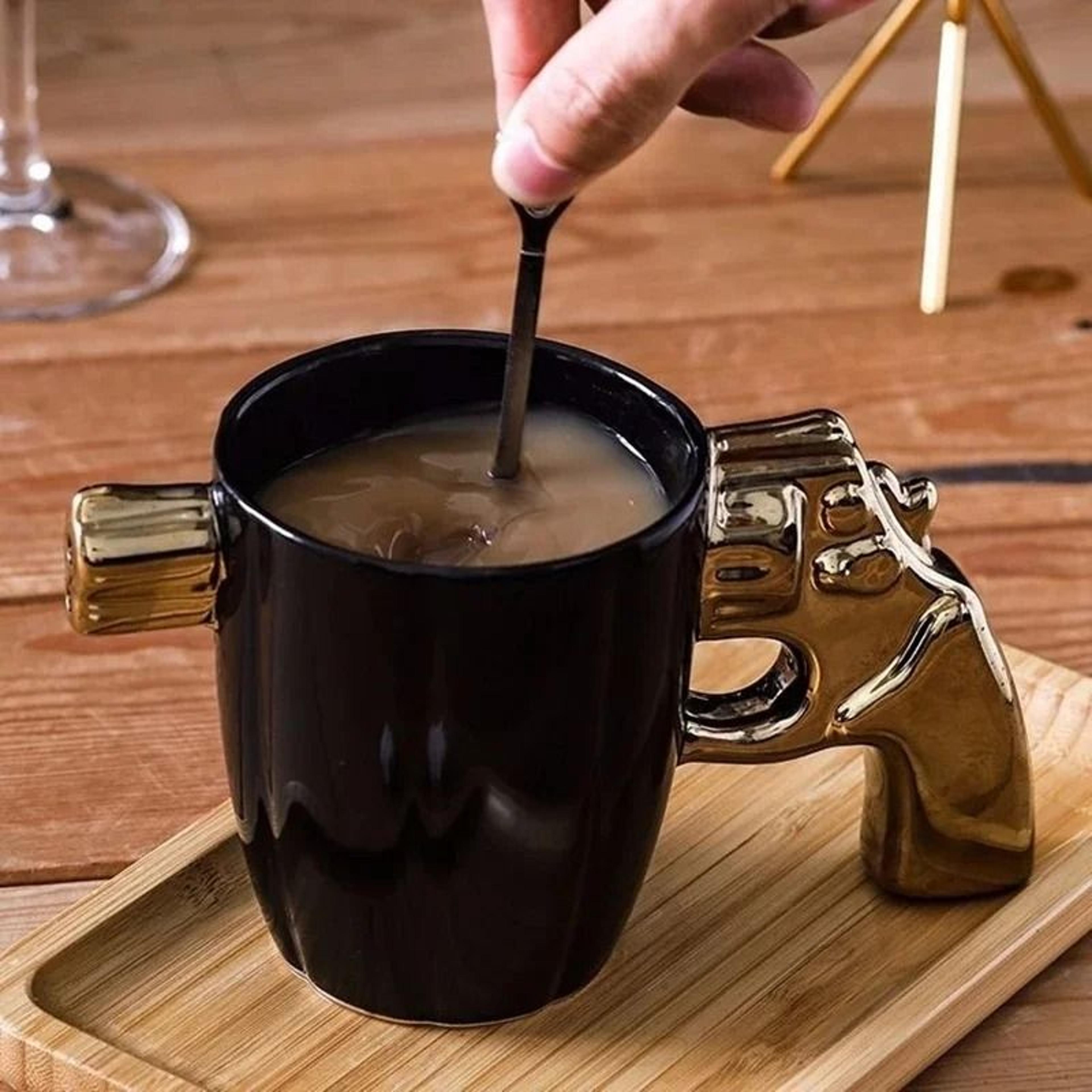 creative 3d revolver modeling ceramic coffee mug