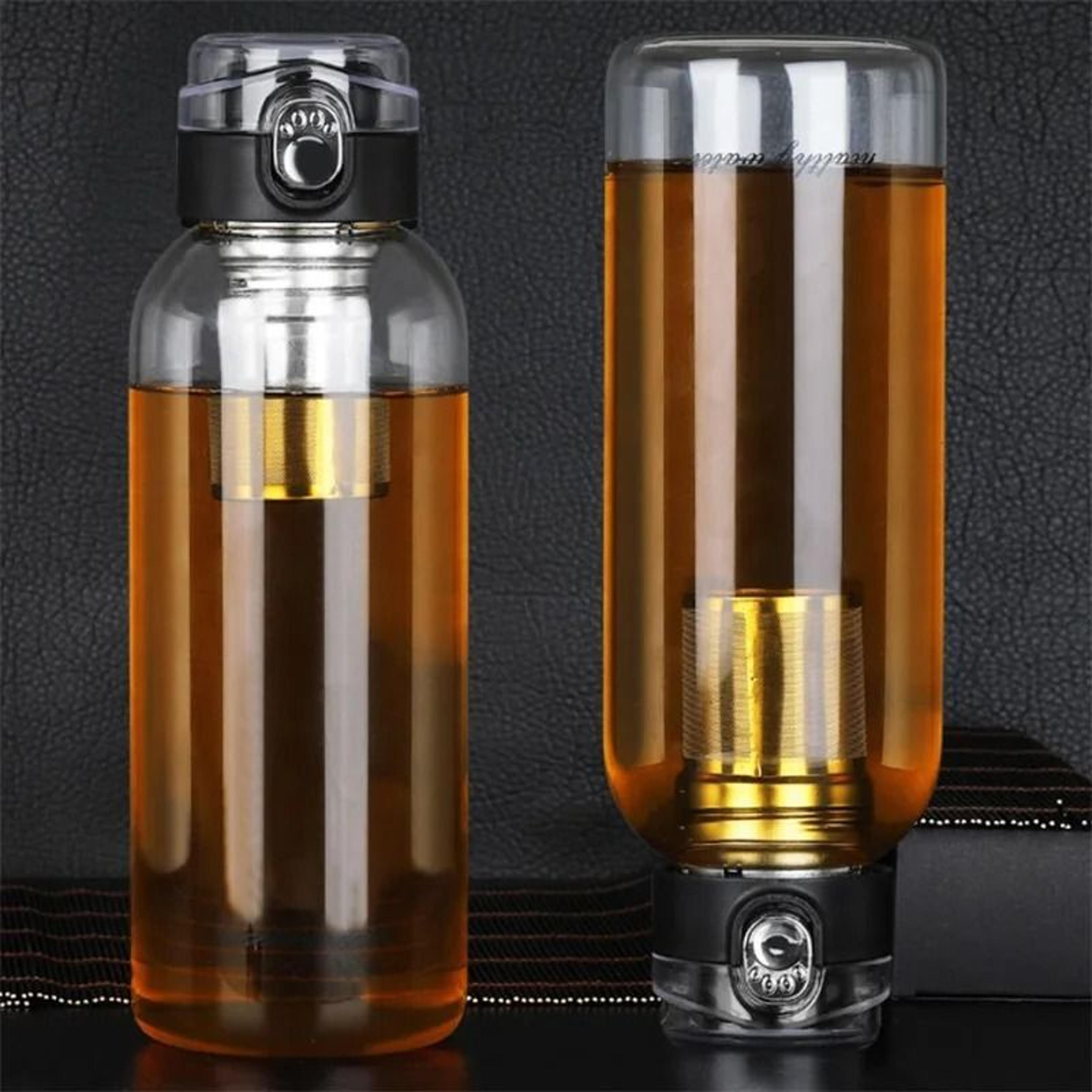 large capacity portable borosilicate glass bottle with tea infuser