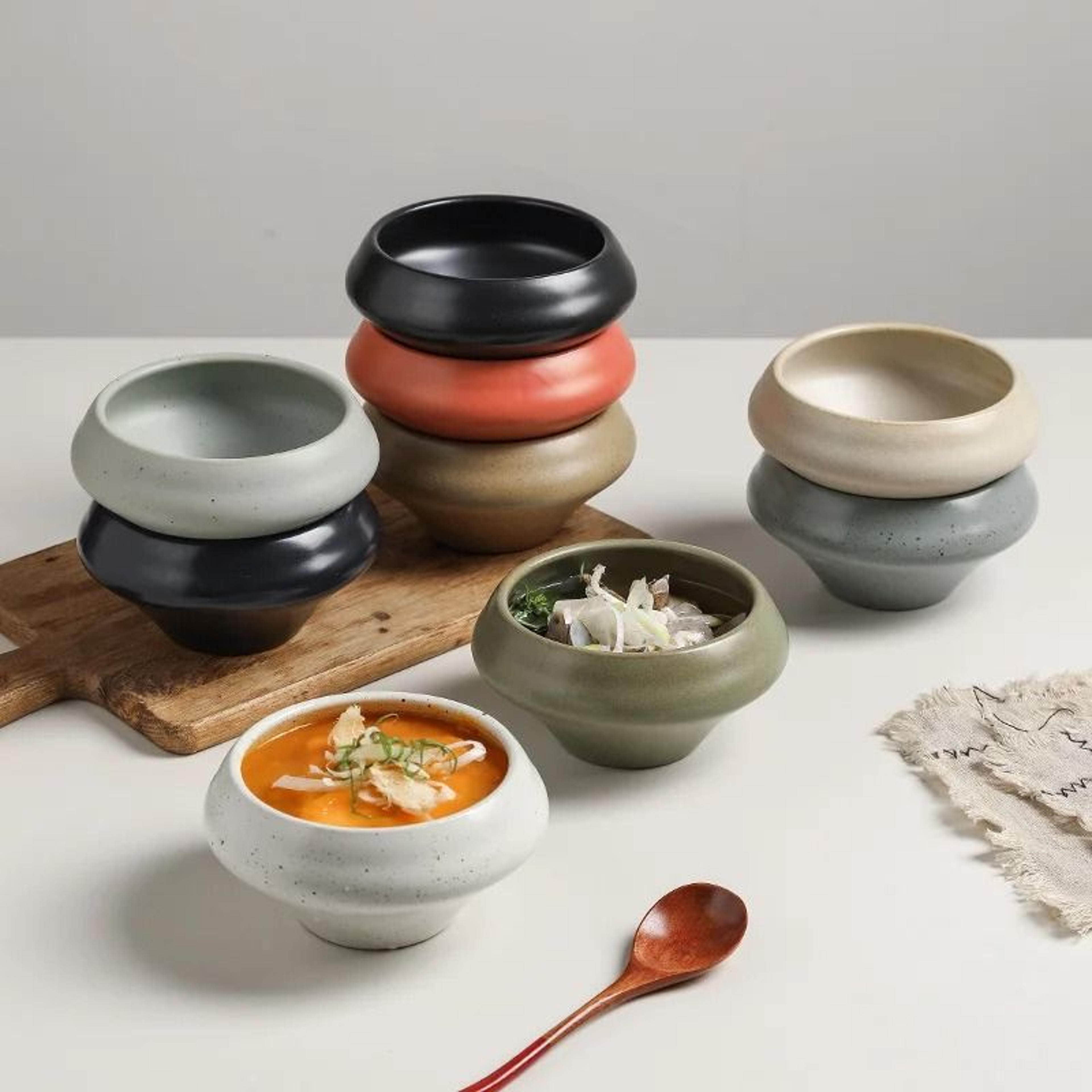 retro stone style simple japanese deep bowls