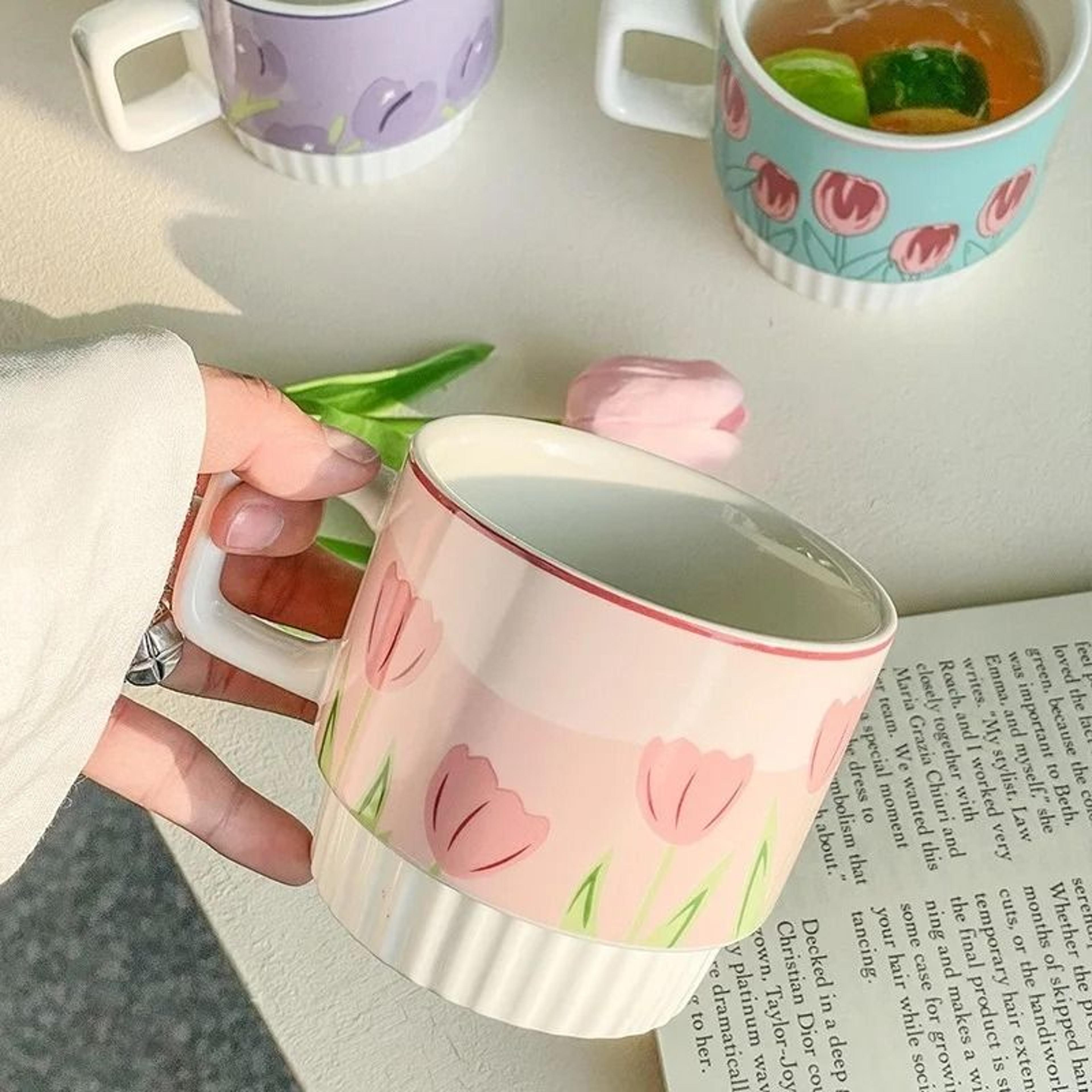 ceramic tulip flower coffee mug