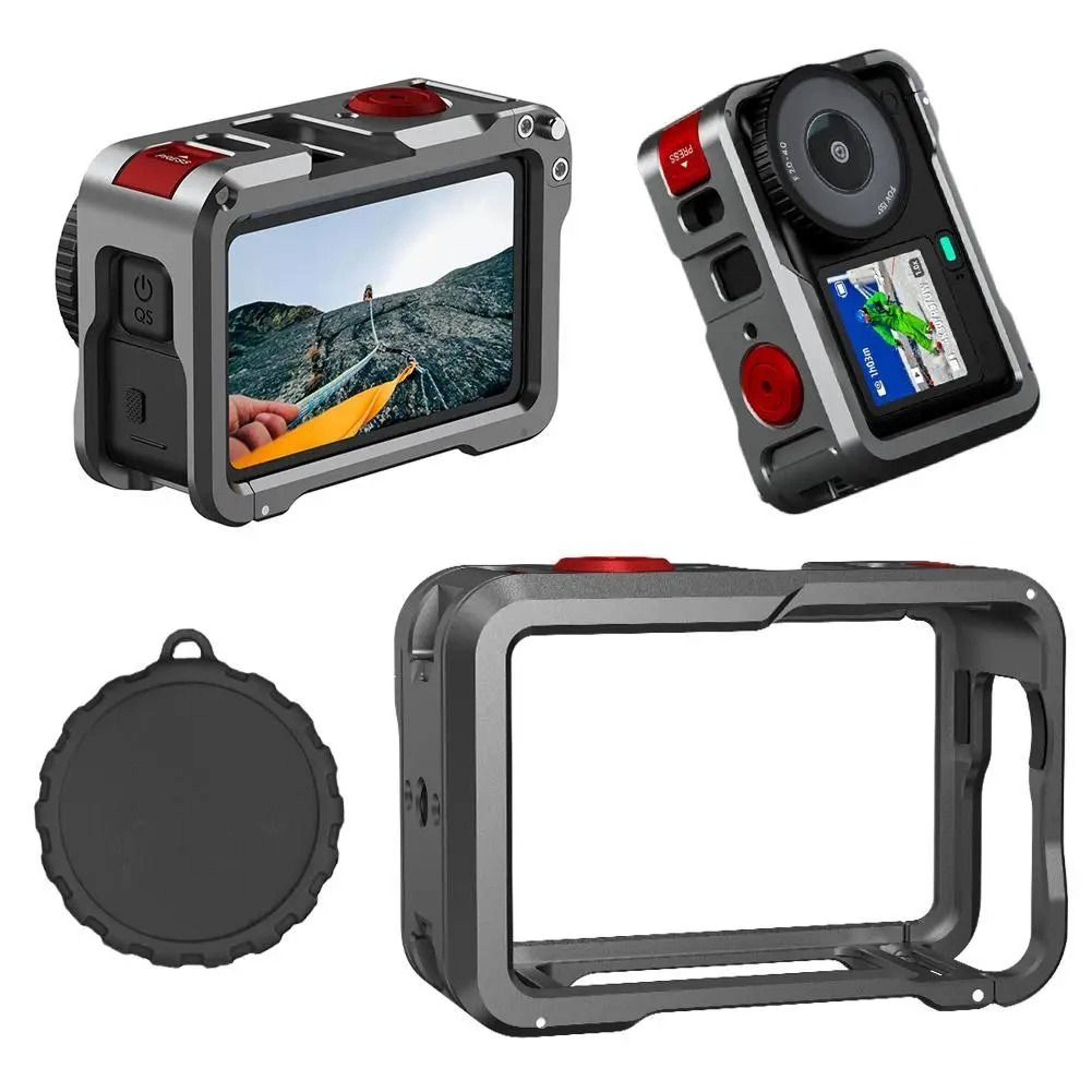 quick release metal camera cage with lens protection