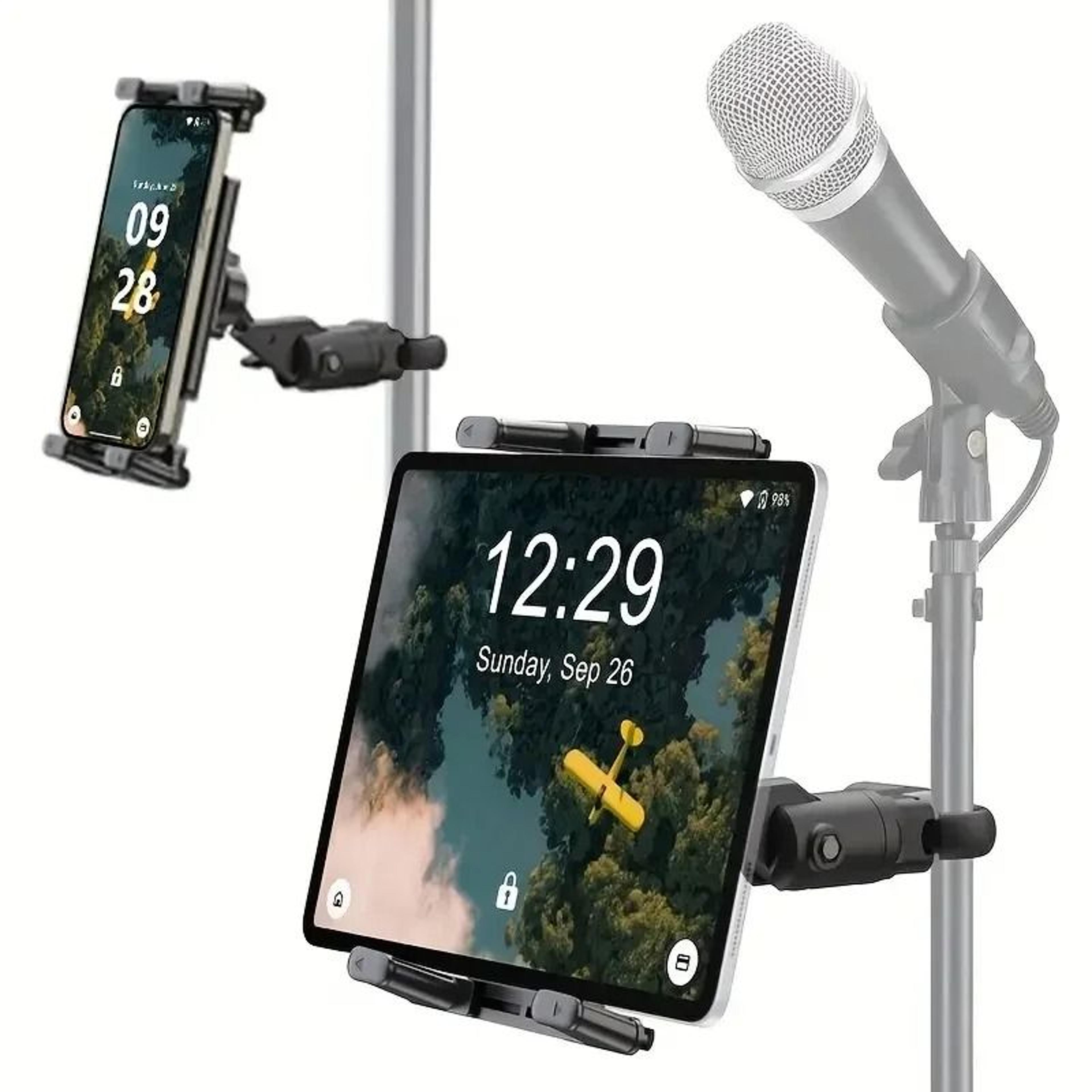 universal rotating microphone stand tablet holder