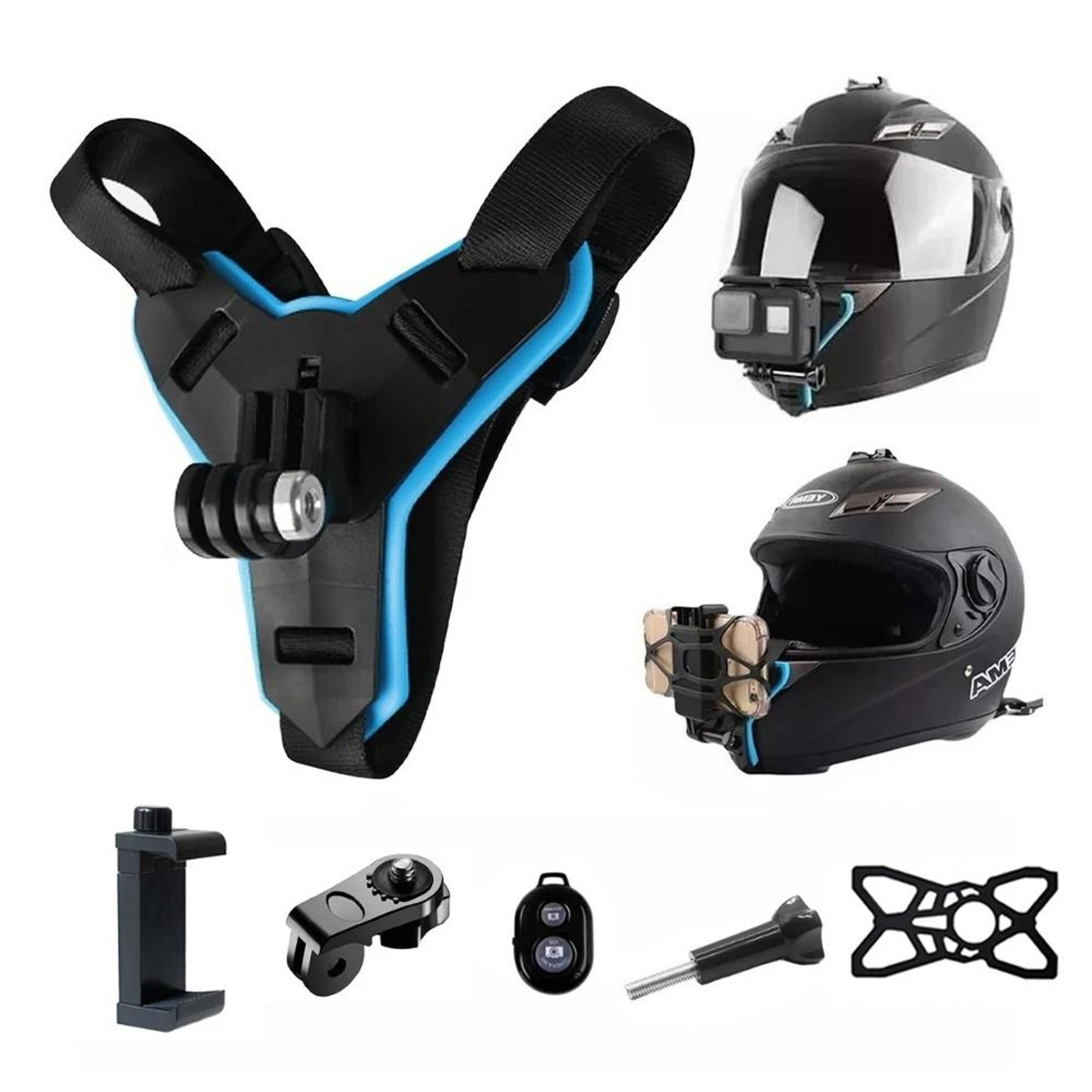 professional motorcycle helmet chin strap mount with first person pov