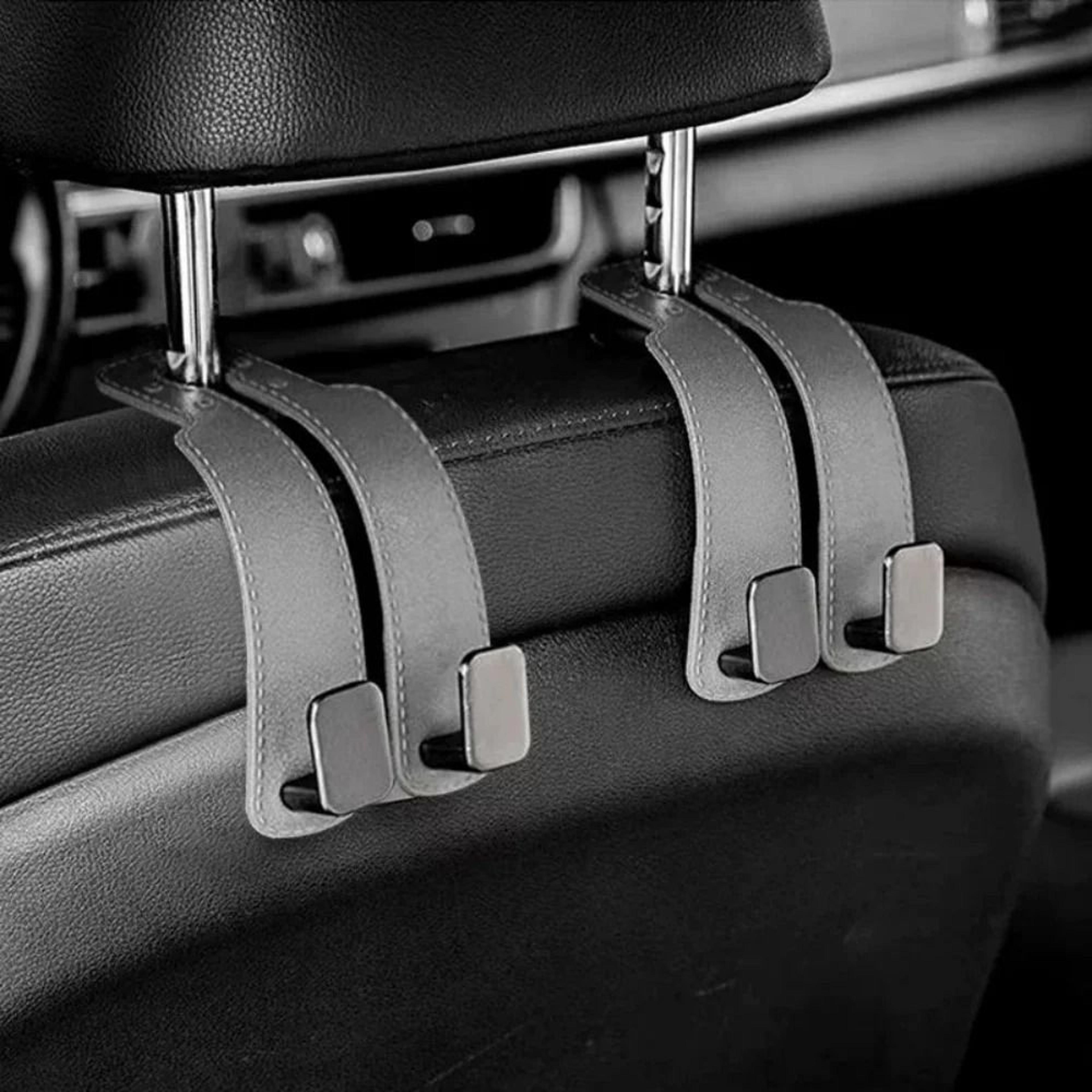 universal vegan leather car headrest hook and luxury interior organizer