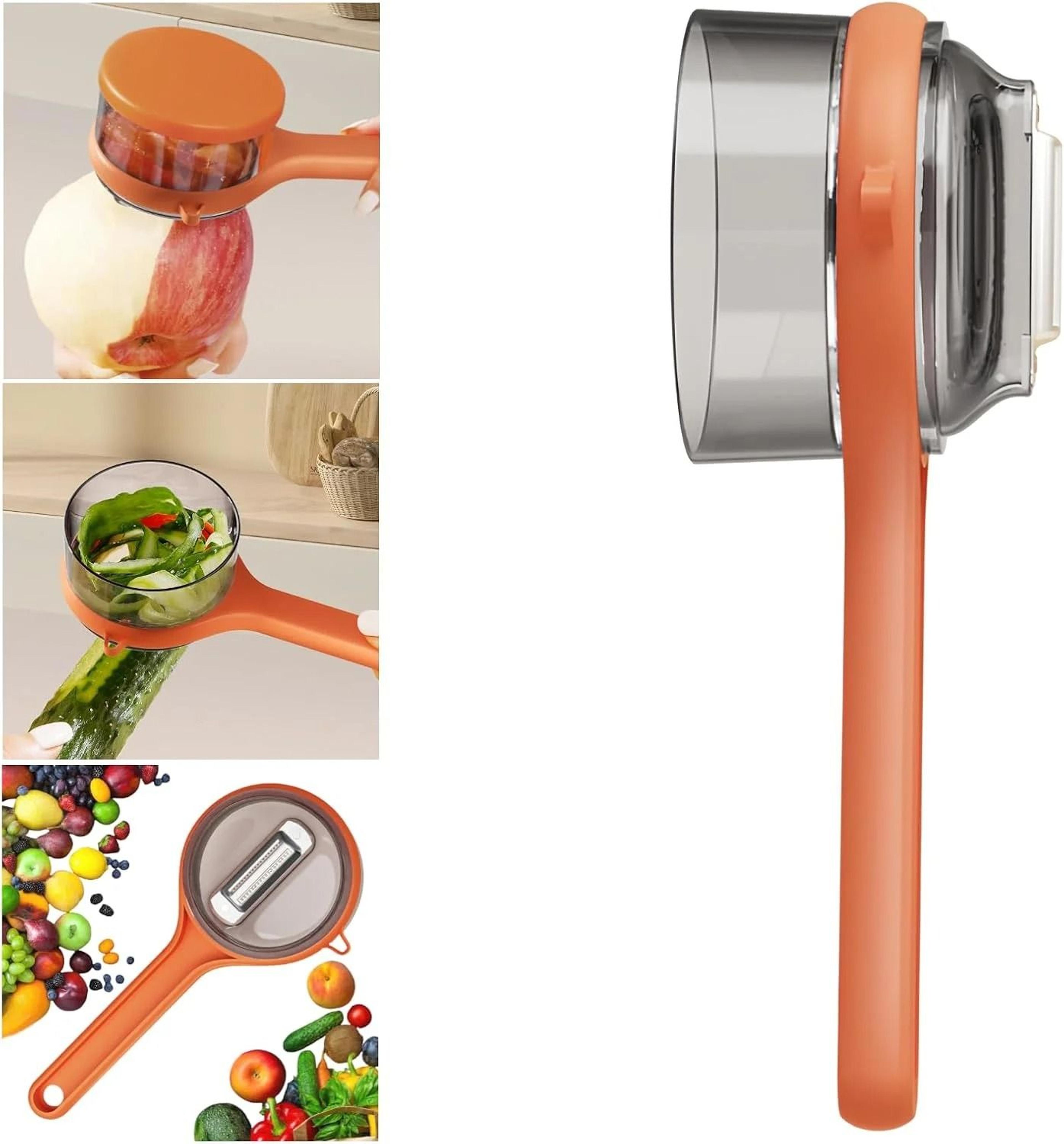 professional mess-free fruit and vegetable peeler with integrated peel storage