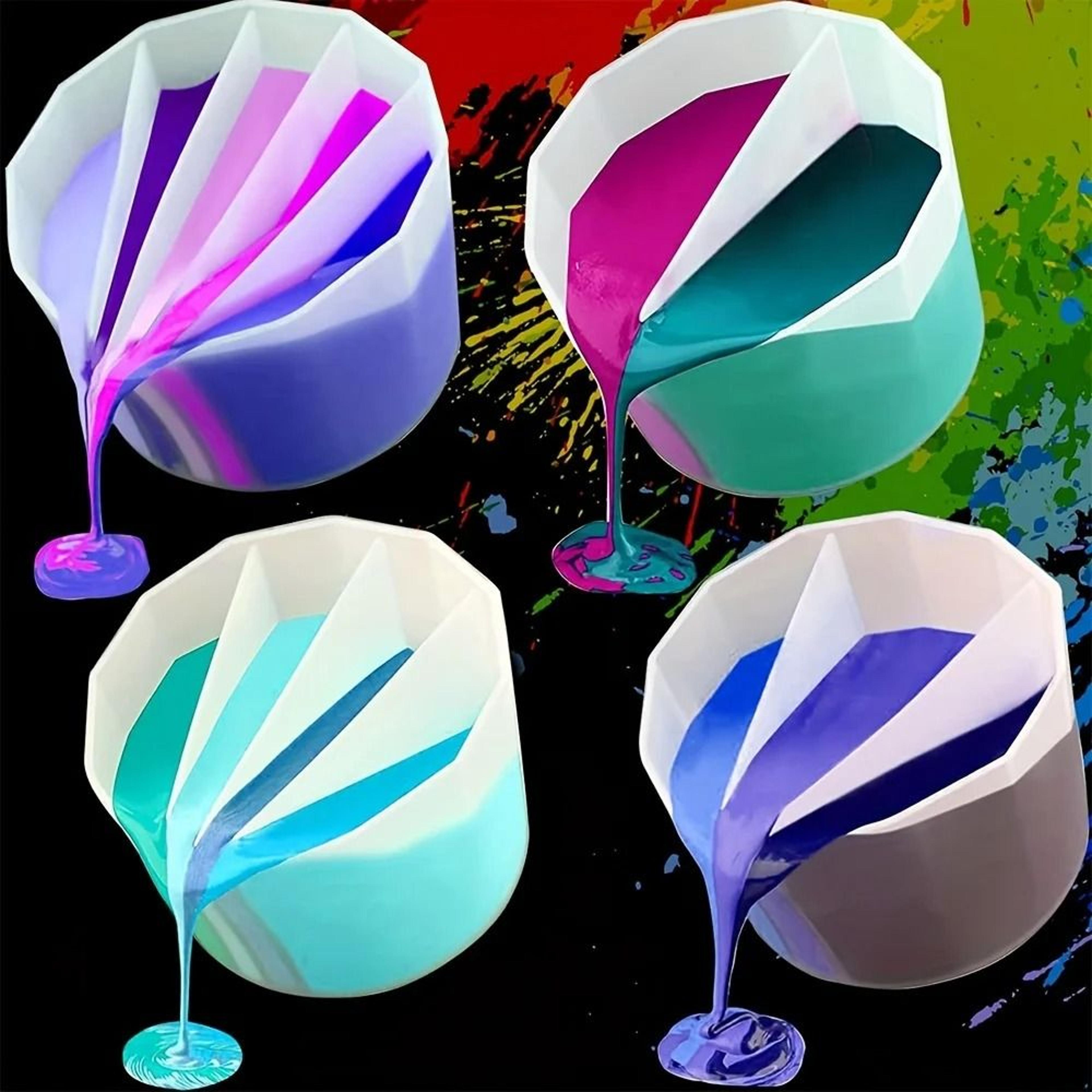 high flexibility silicone split cup for fluid art and multi channel paint pouring