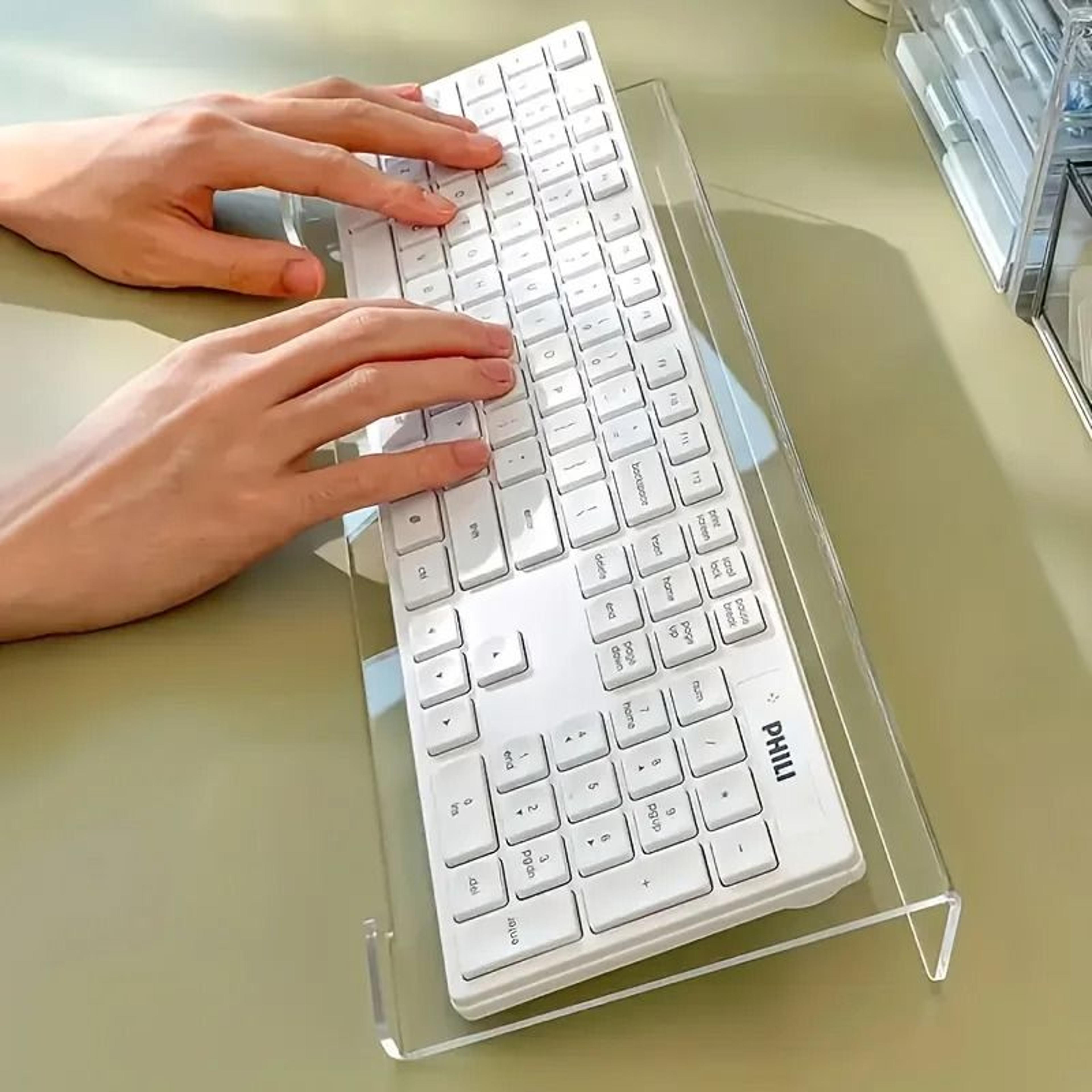 high clarity acrylic keyboard stand and compact desktop lift riser for mechanical keyboards and mini computers