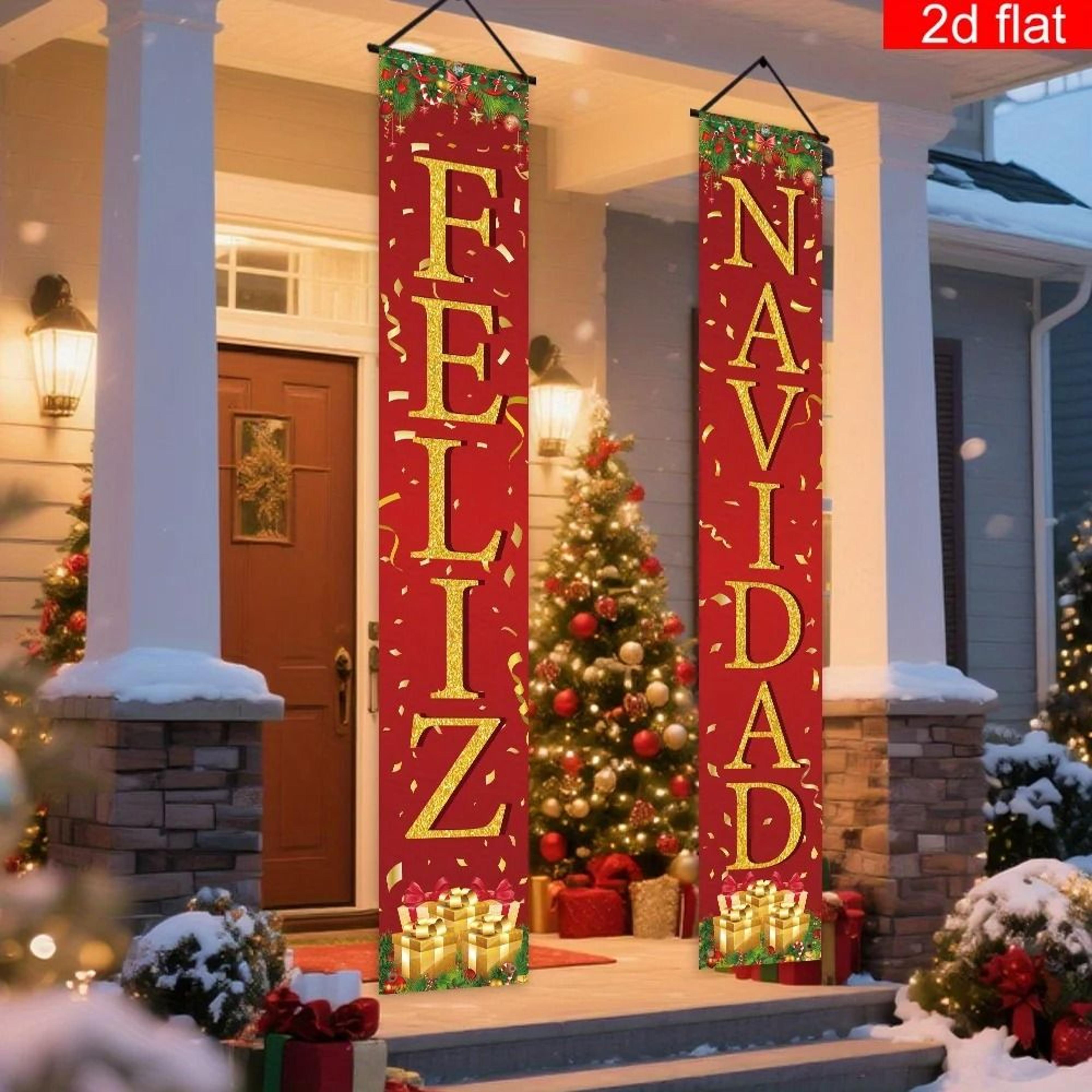 spanish merry christmas holiday banner set