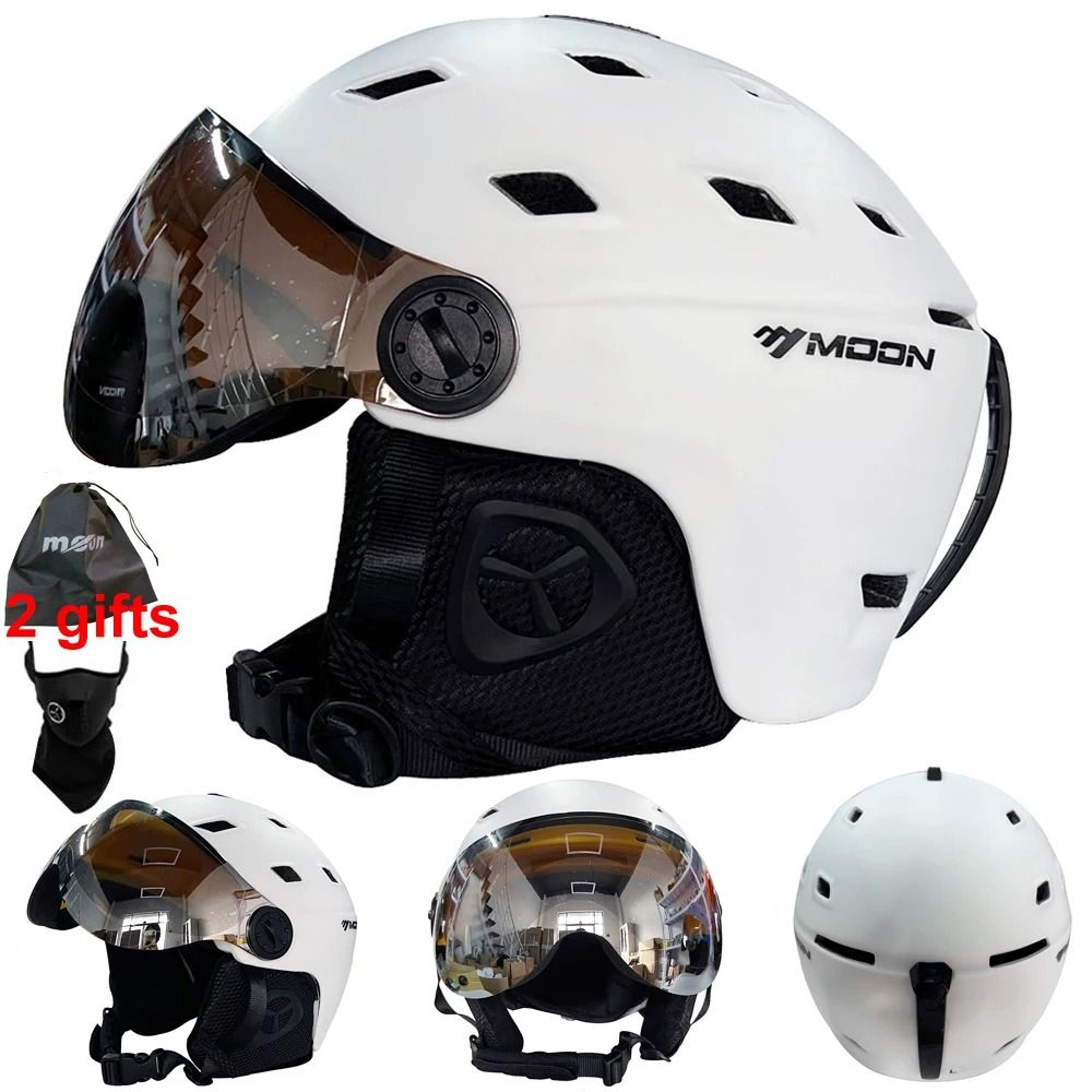 integrally molded pc eps high quality ski helmet with goggles