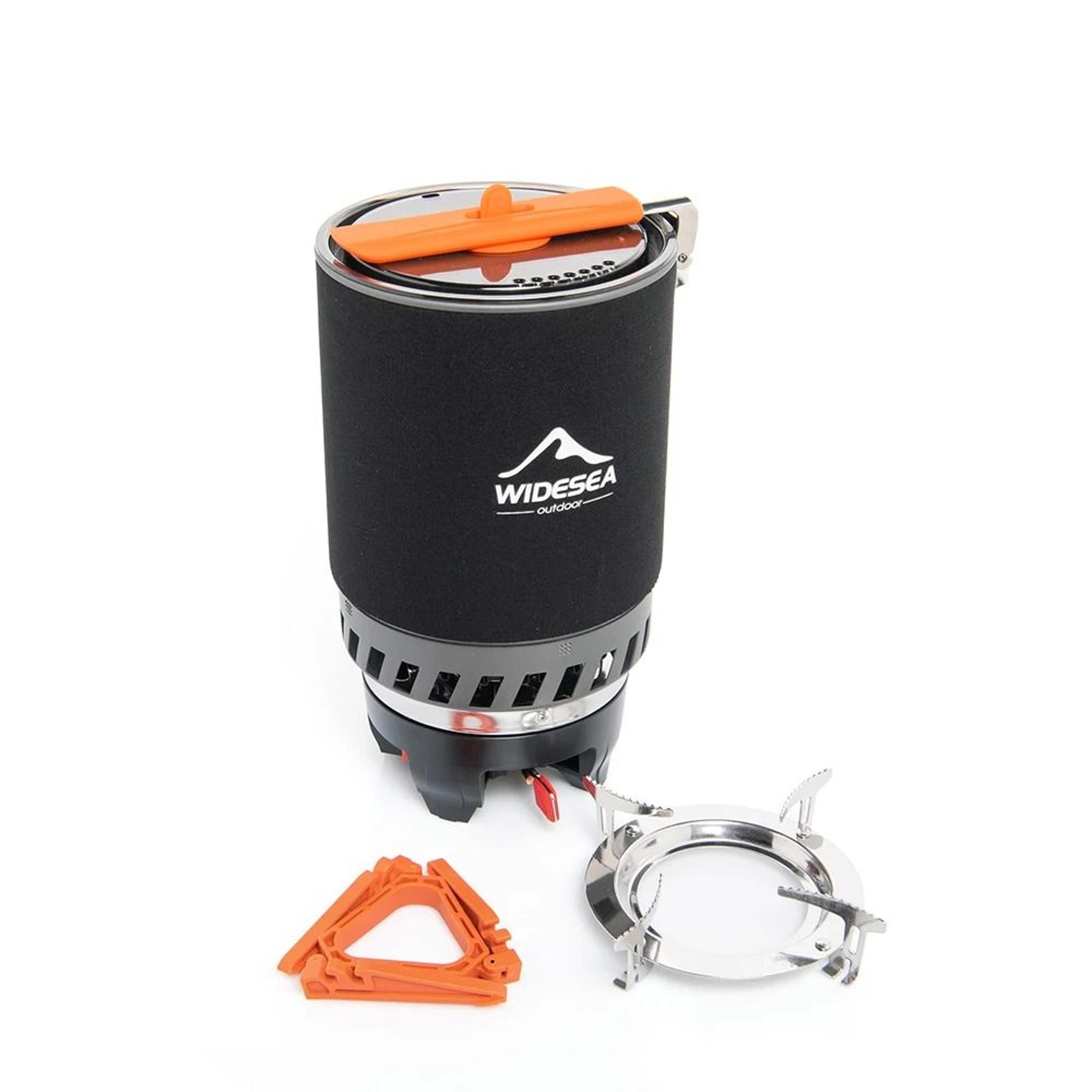 high-efficiency camping cooking system with integrated heat exchanger