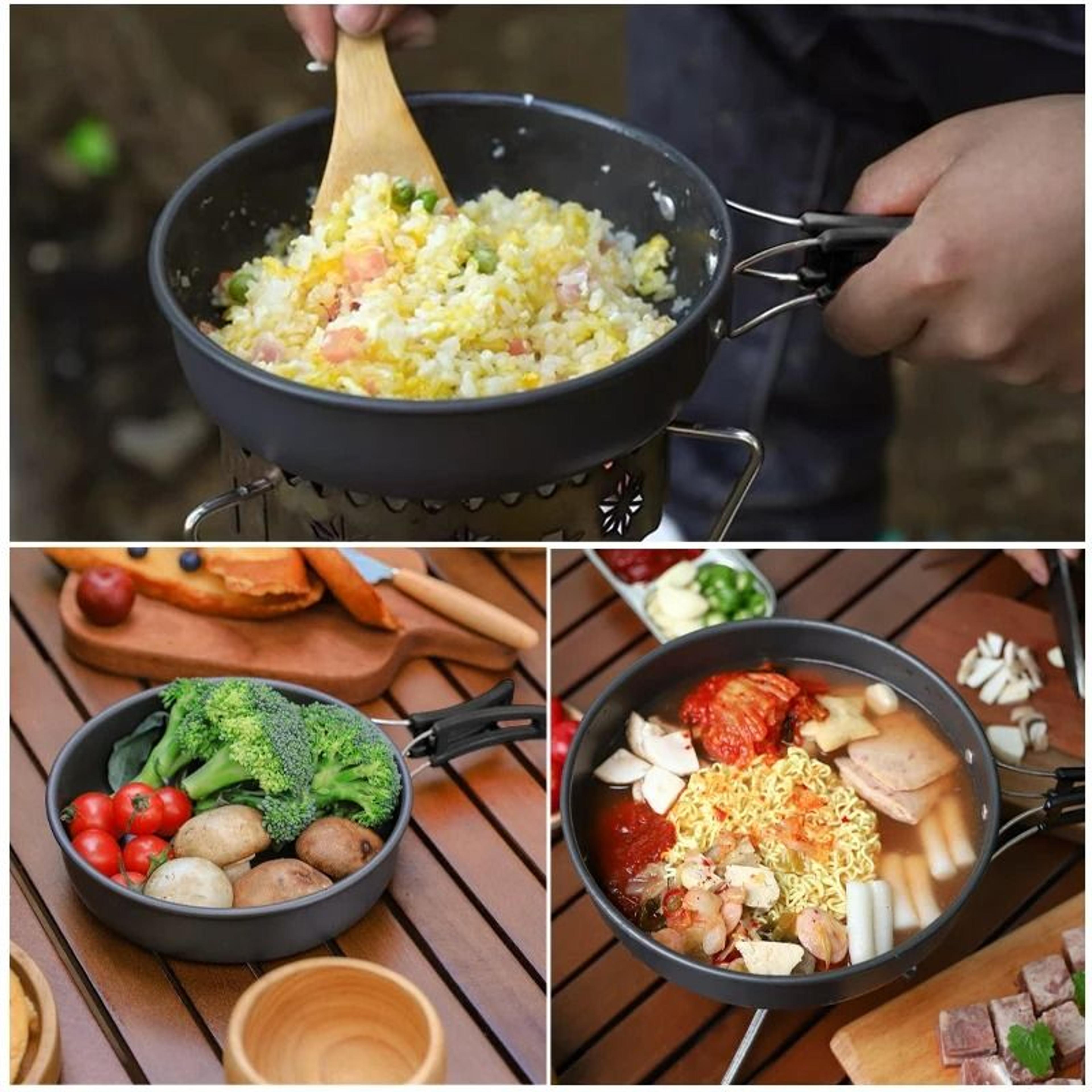 aluminum camping frying pan with foldable handle