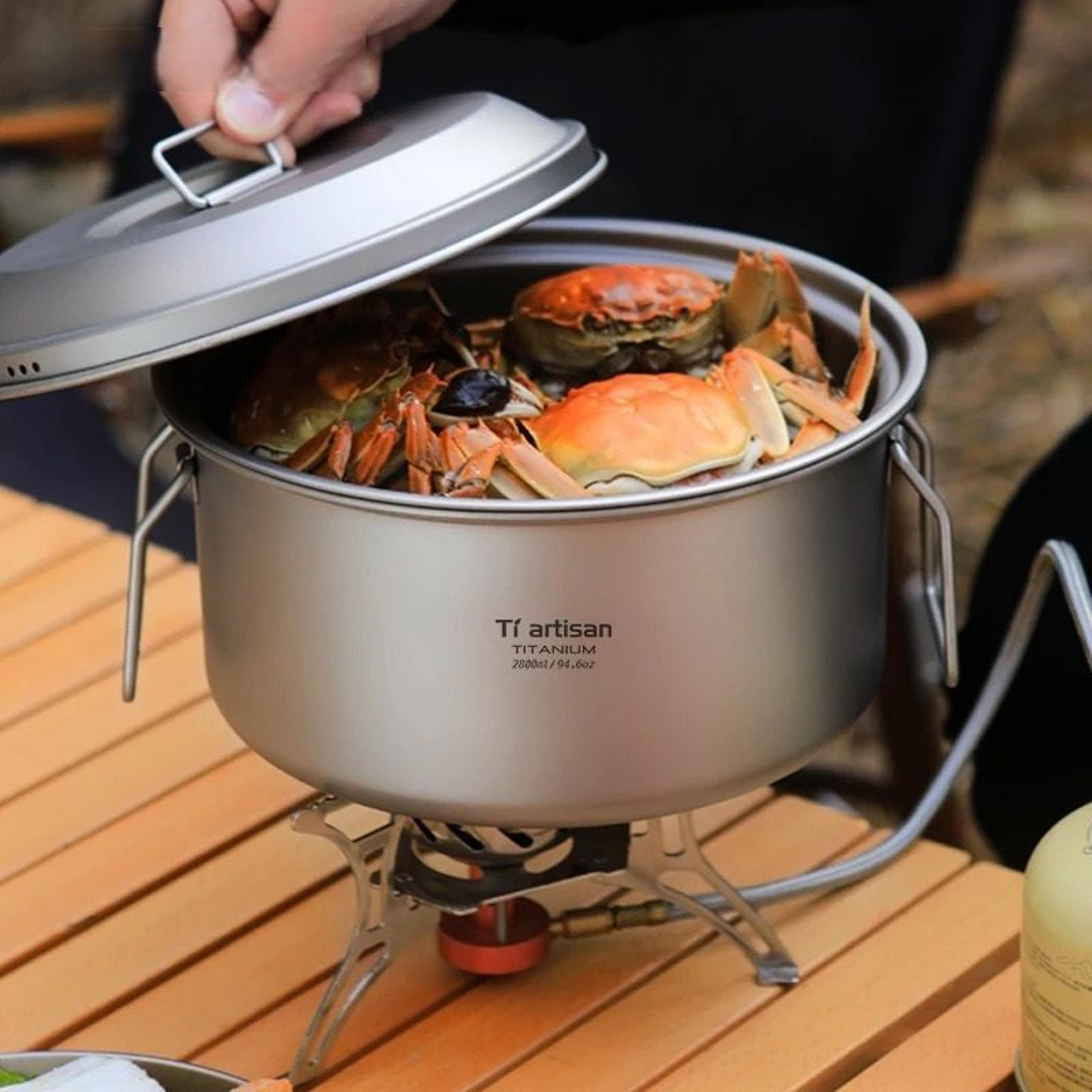 ultralight titanium multi-functional steamer and soup pot system