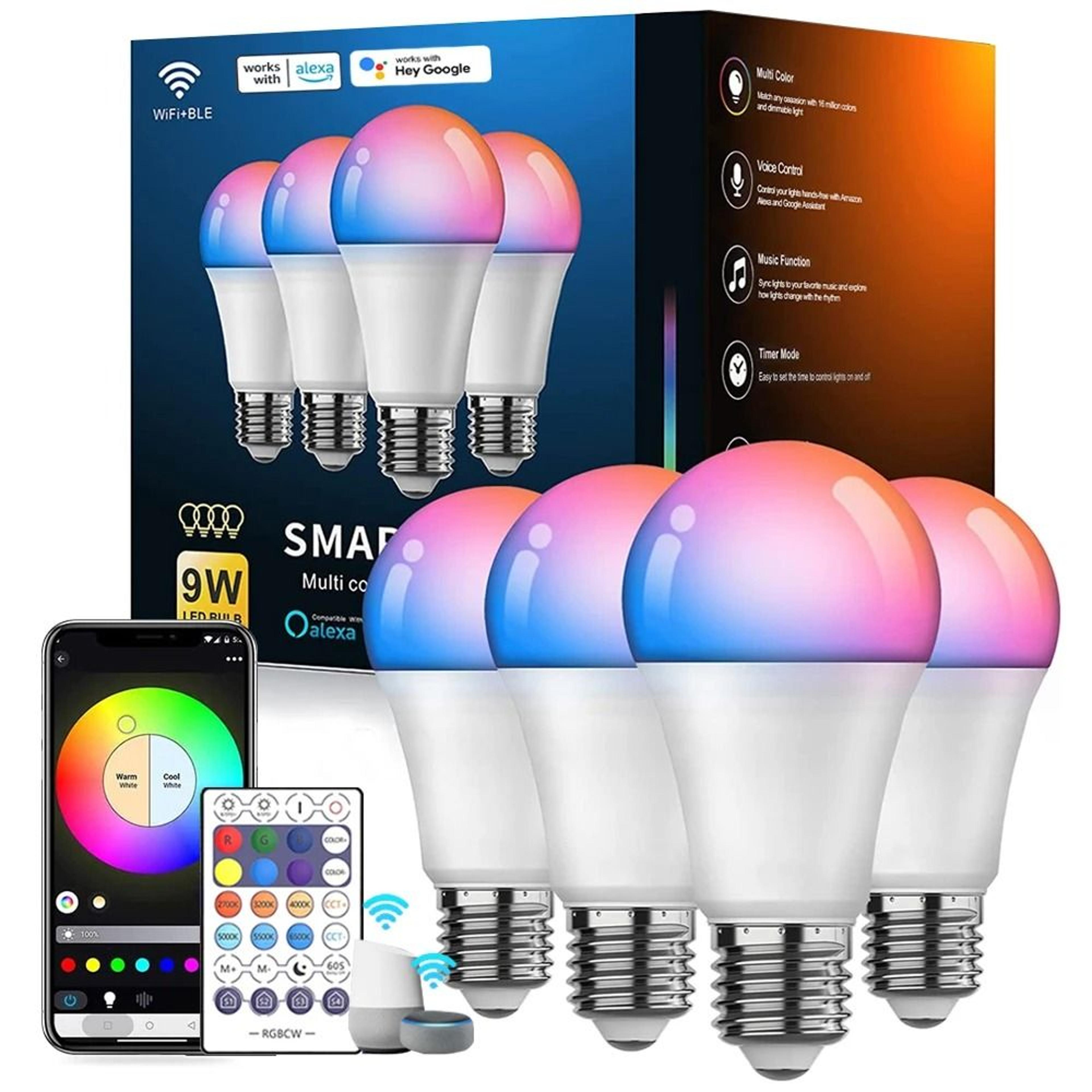 atmospheric smart rgb led bulb – wifi & bluetooth color changing home lighting