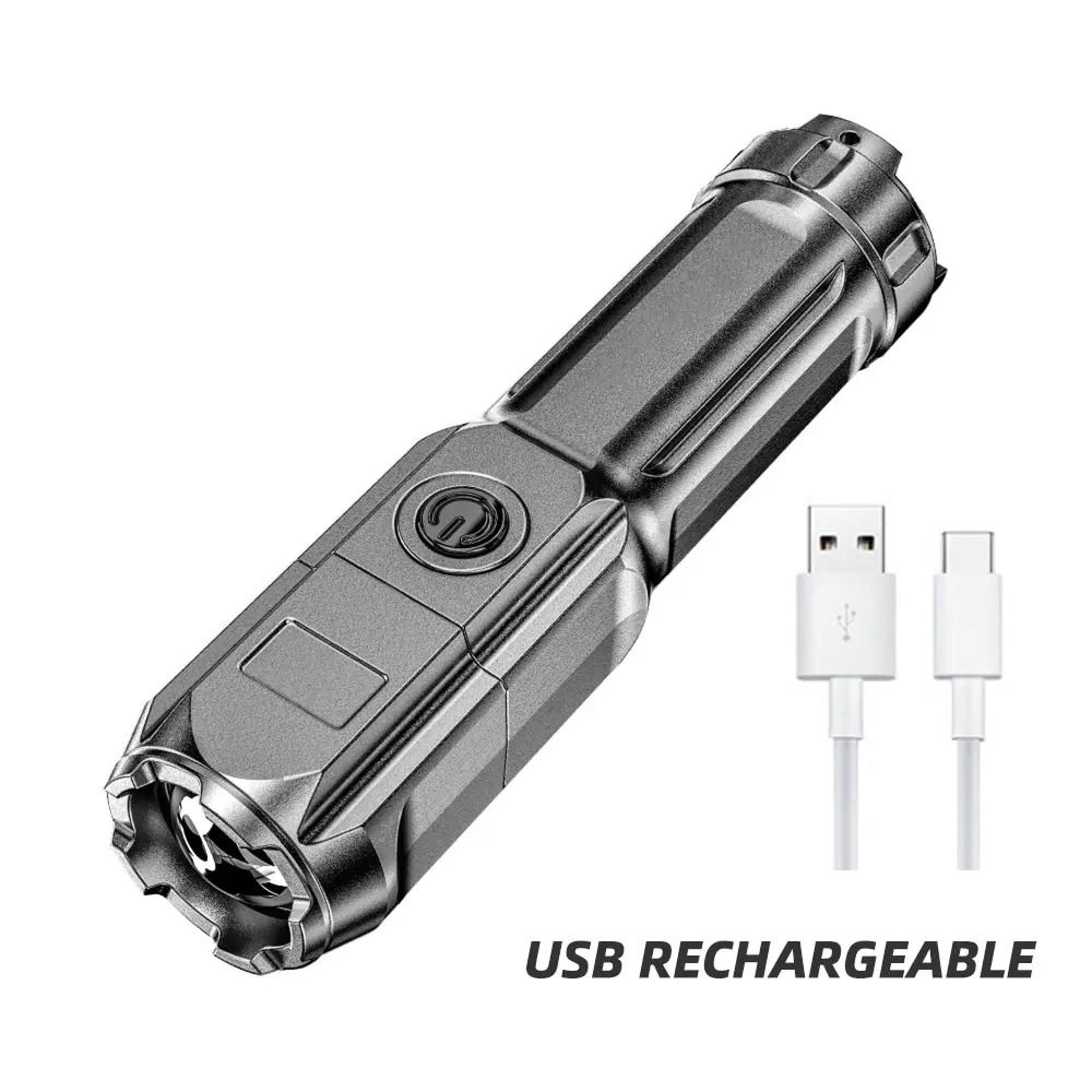 high-power telescopic zoom flashlight – tactical usb rechargeable searchlight