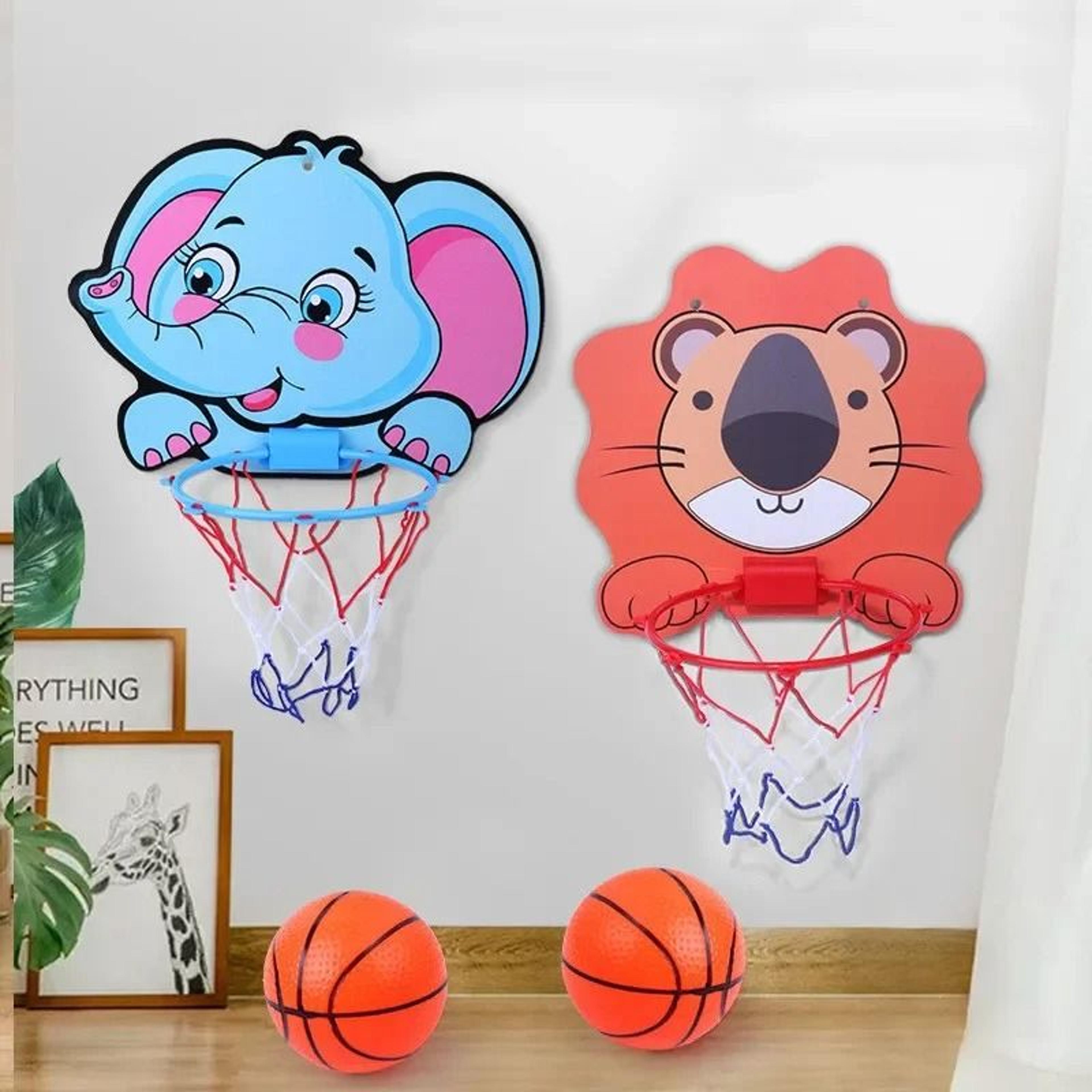 animal friends kids' basketball hoop kit – creative indoor & outdoor sport set