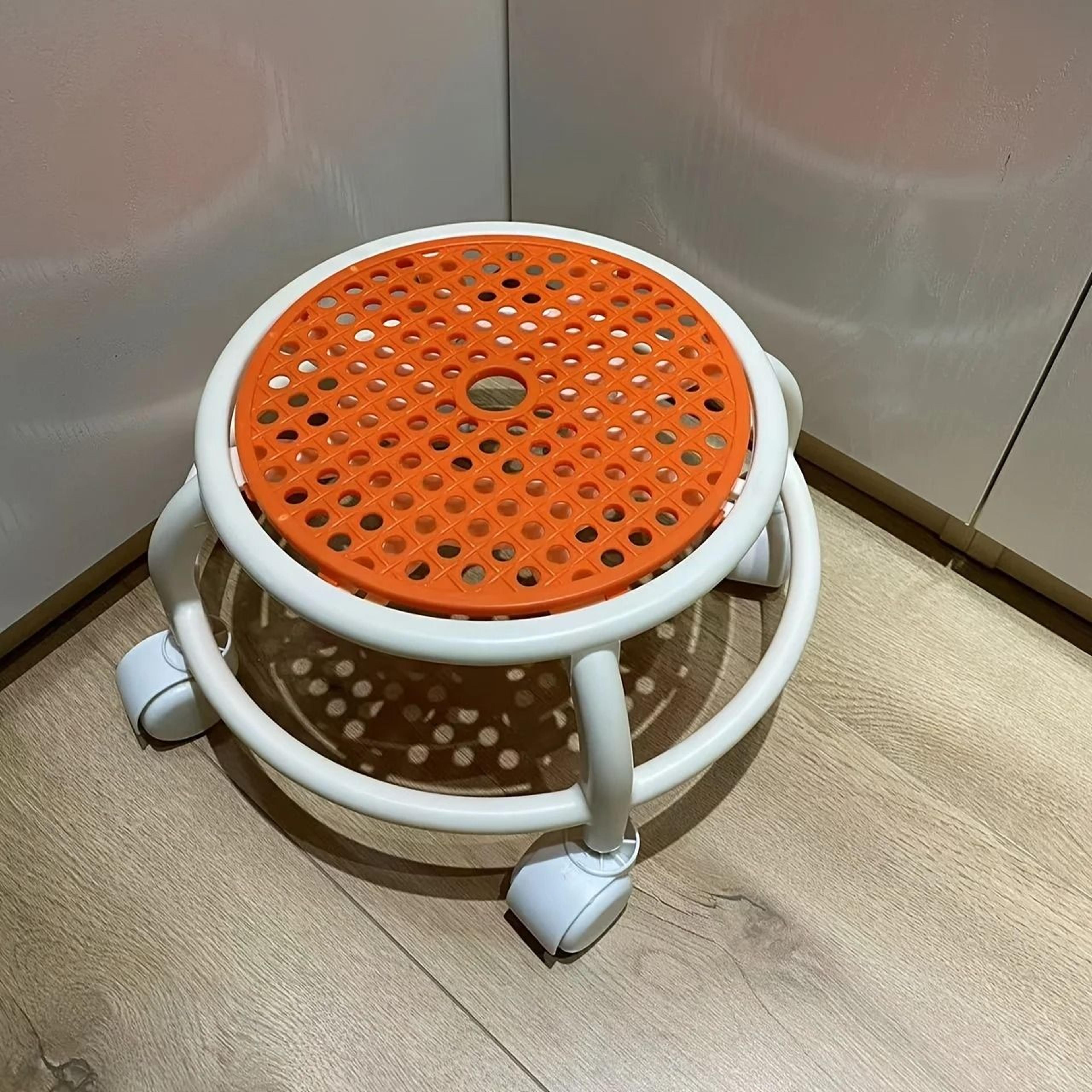 low-profile rolling swivel stool – silent 360° circular mobile seating