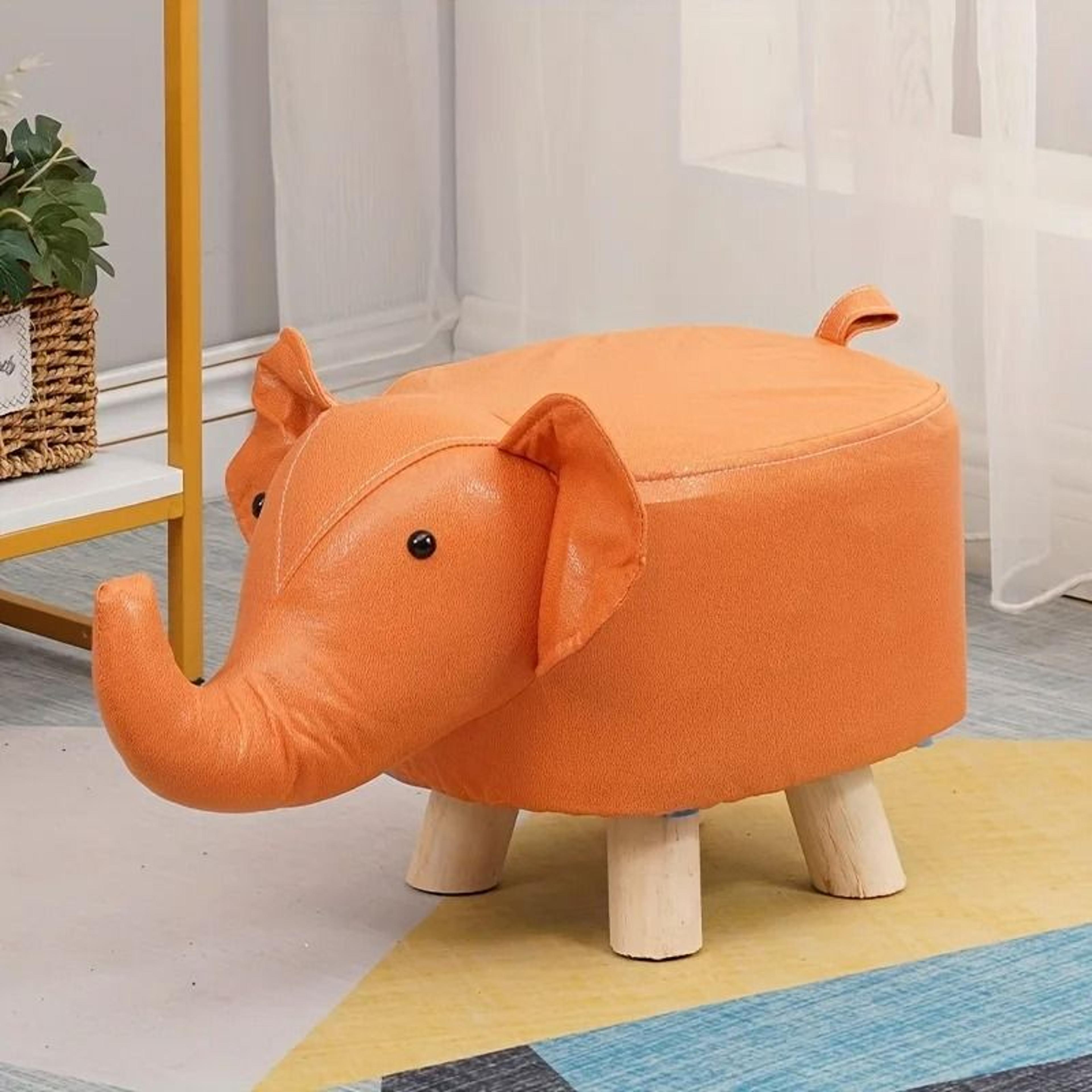 creative elephant stool – solid wood & tech-cloth animal footrest for children