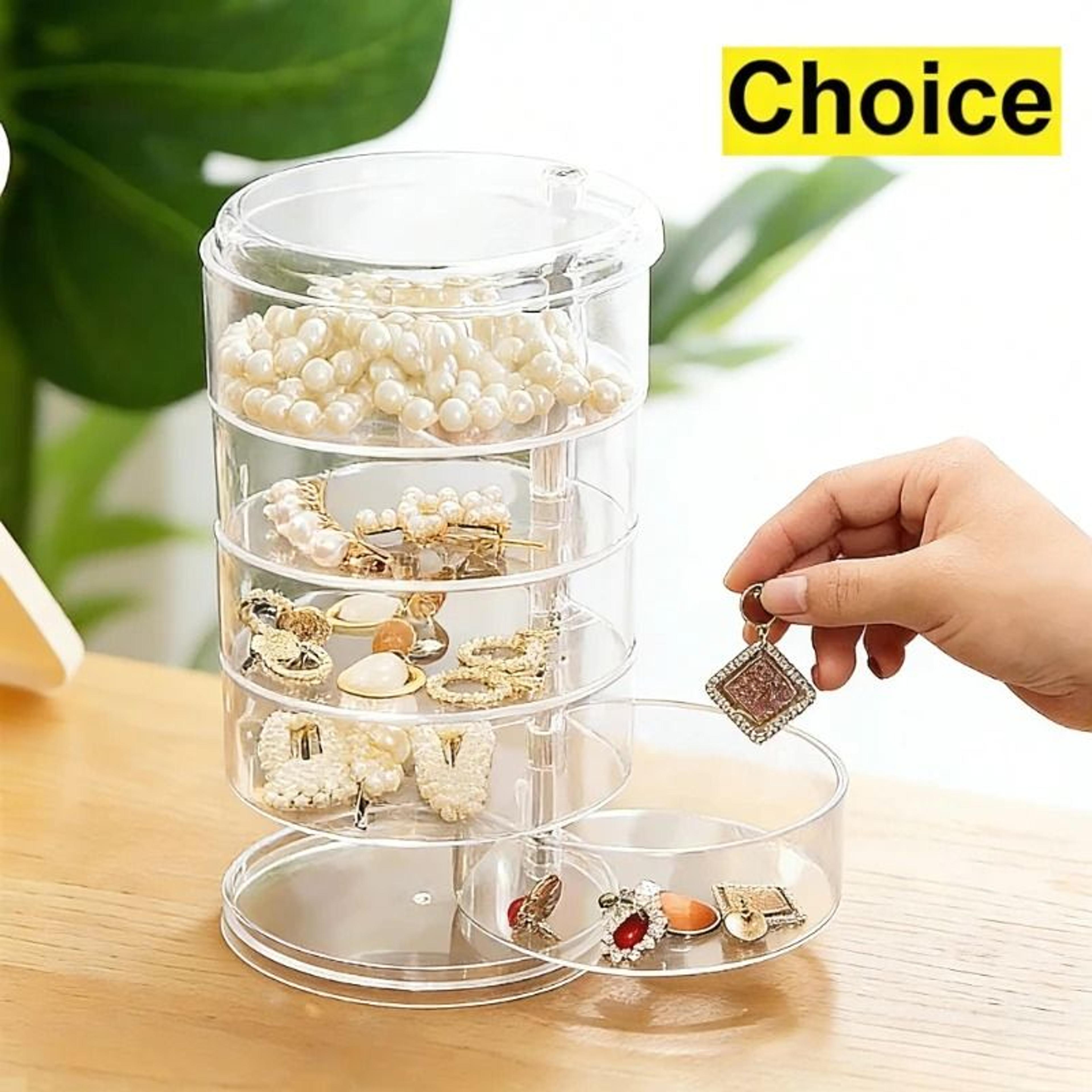 5-layer rotating jewelry organizer – compact hair accessory & makeup display case