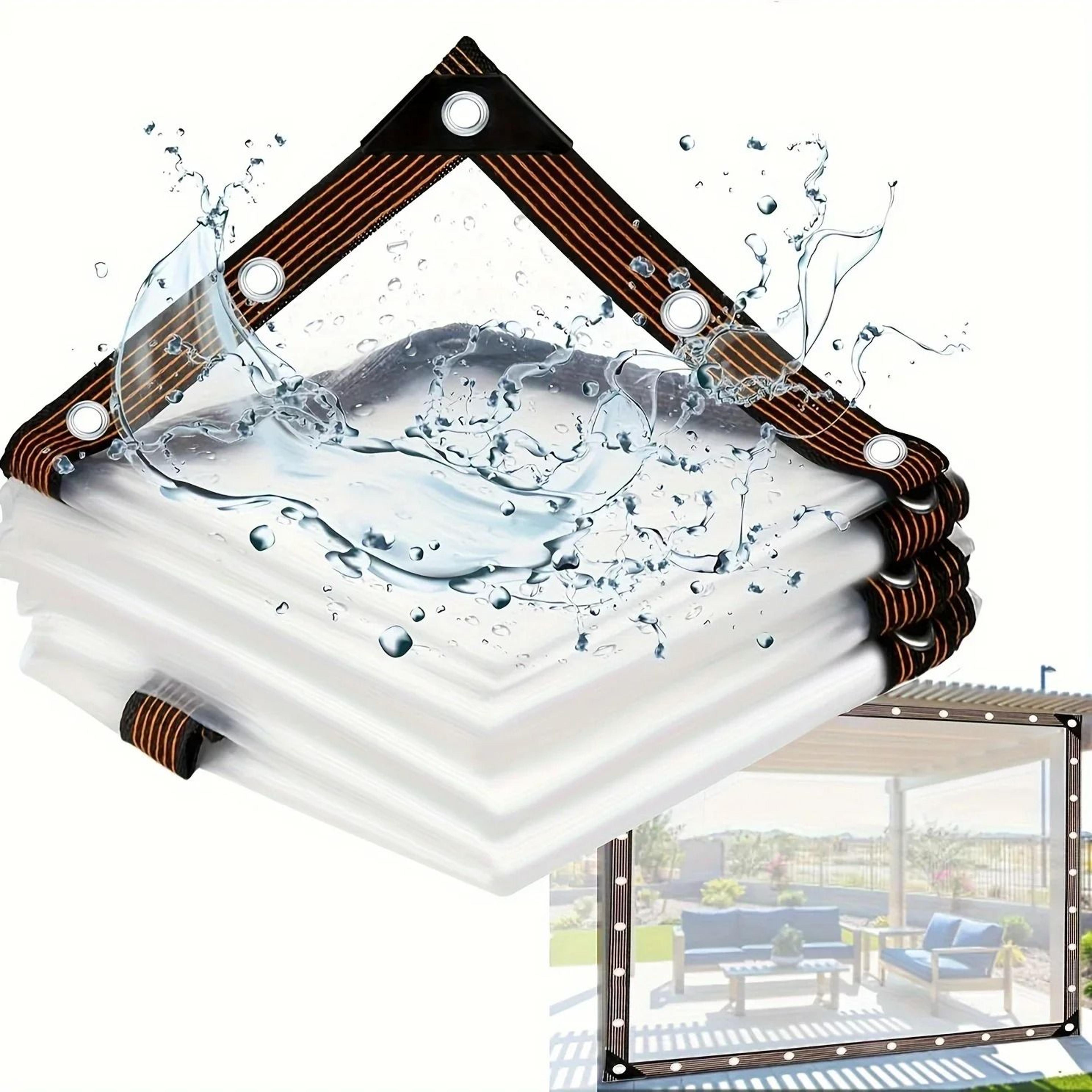 heavy-duty transparent waterproof tarp – clear weatherproof cover with reinforced eyelets