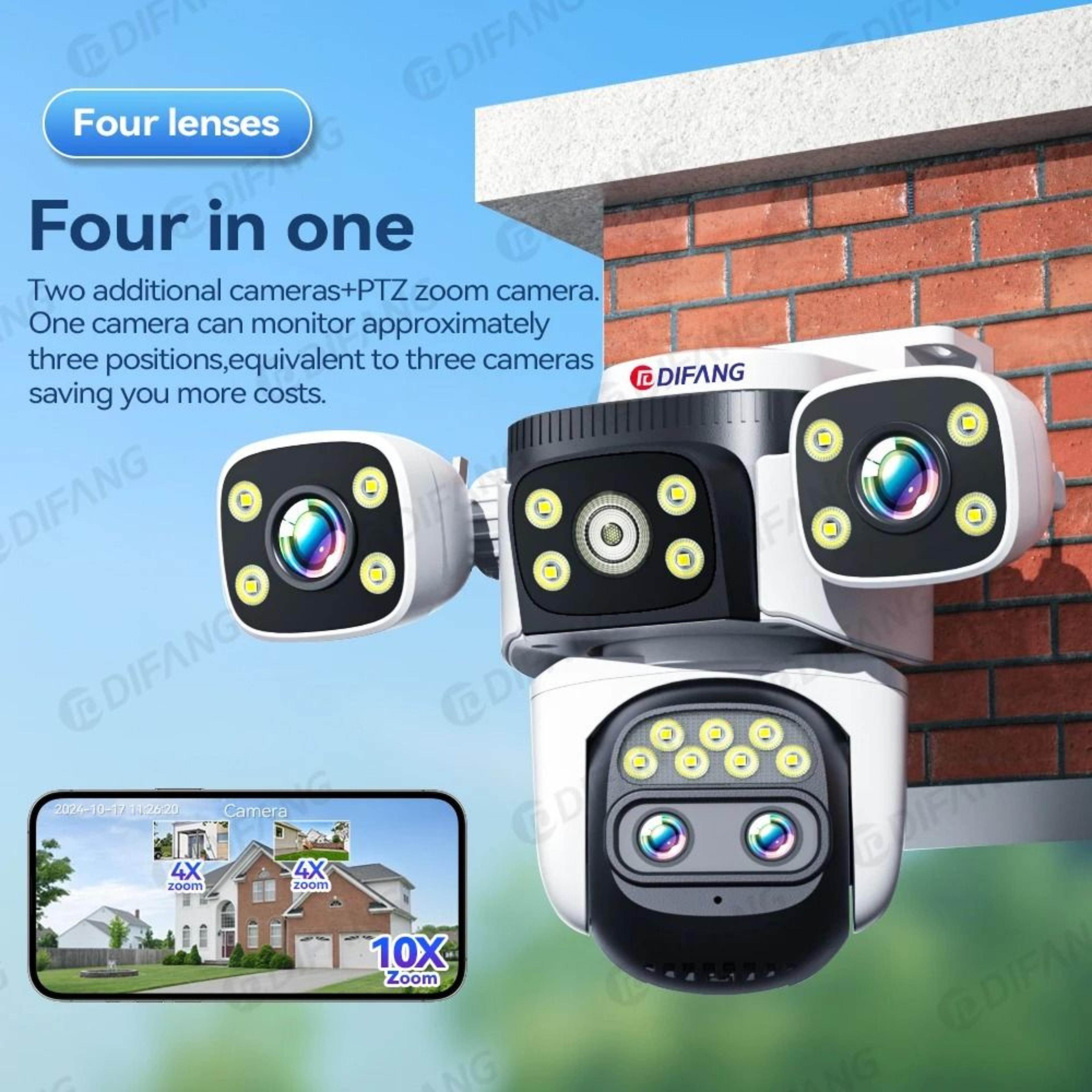 10k uhd wifi6 three-screen outdoor security camera